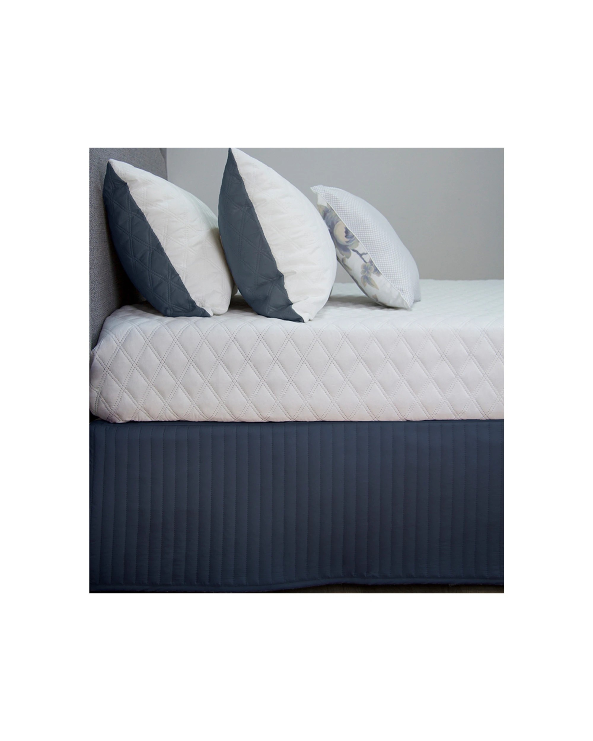 3 Ardor Boudoir Channel Quilted Valance Skirt Fit Base Cover - Queen Bed - White, 3 of 3