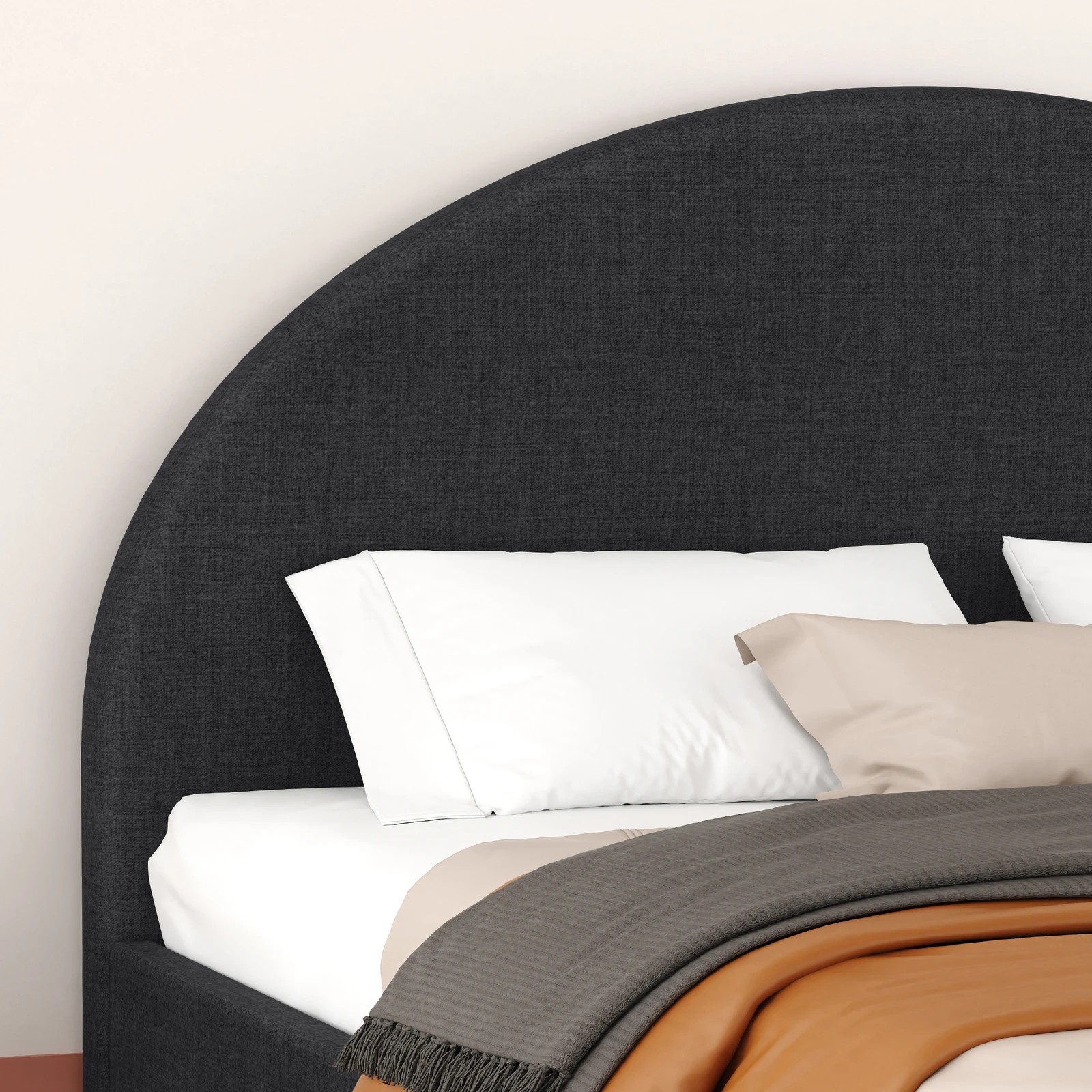 4 Alfordson Bed Frame King Size Mattress Base Platform Fabric Calla - Charcoal, 4 of 10