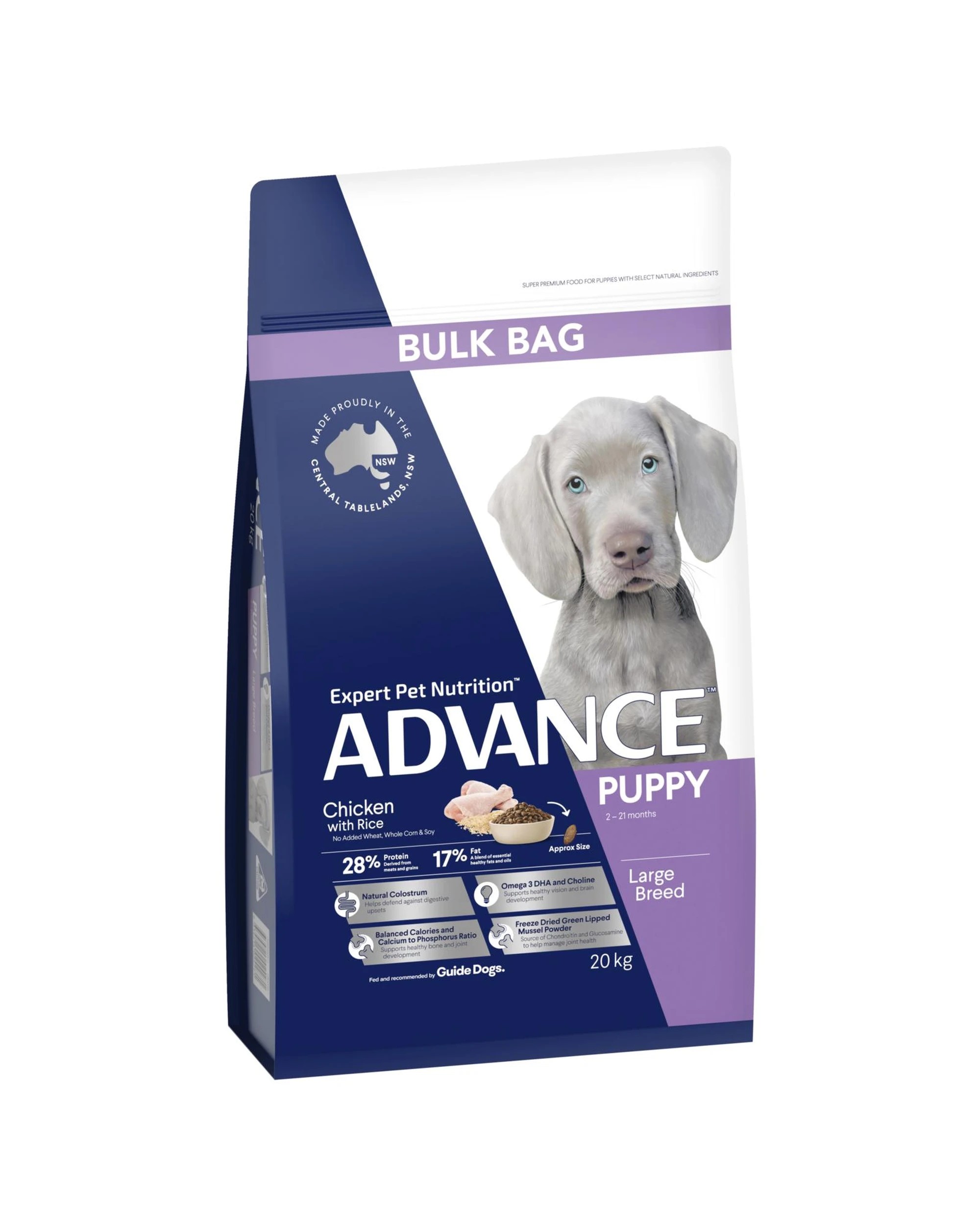 1 Advance Puppy Large Breed Dry Dog Food Chicken w/ Rice Bulk 20kg, 1 of 3