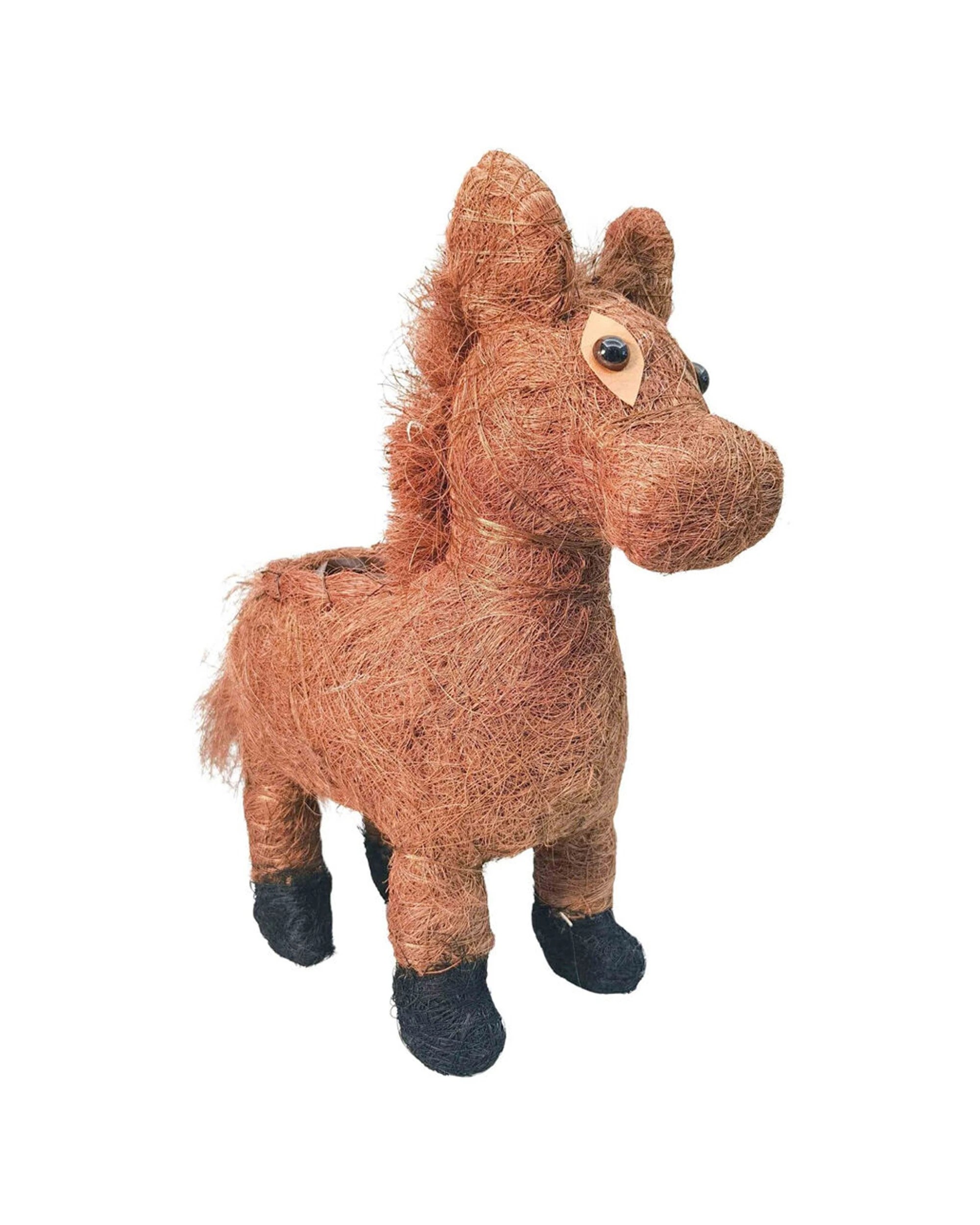 1 Urban Coconut Fibre Husk Horse Outdoor Planter Pot 34cm - Natural, 1 of 2