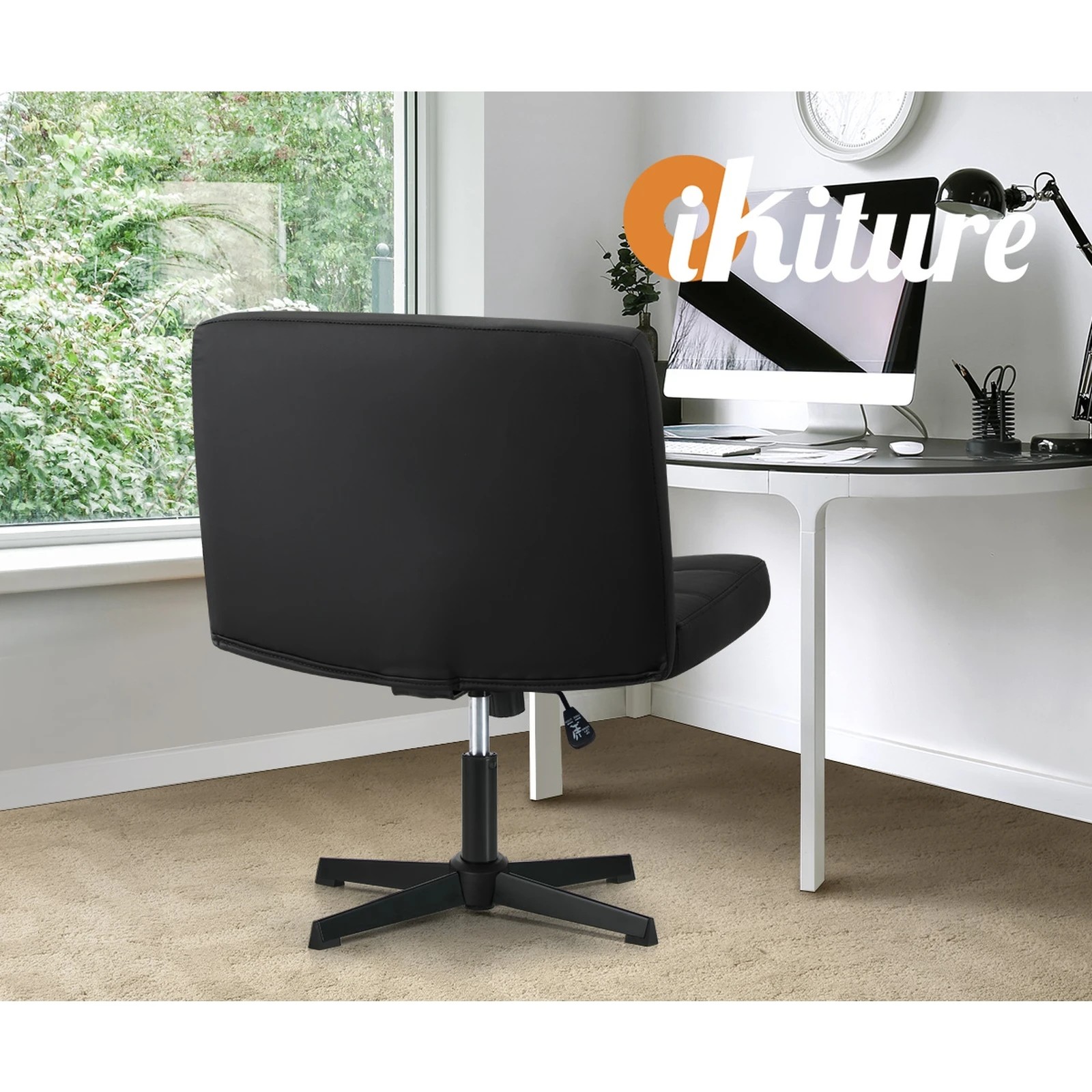 7 Oikiture Armless Office Desk Chair Faux Leather
 - Black, 7 of 10