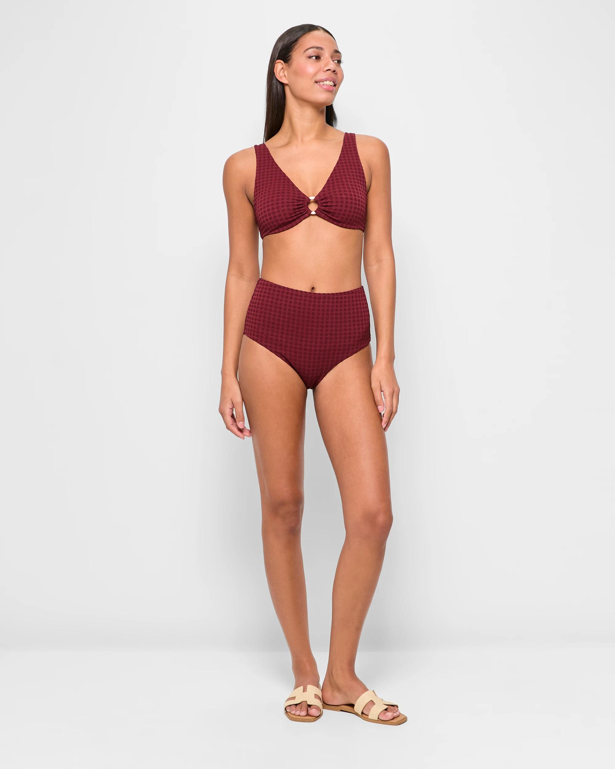 2 Target Plunge V-neck Ring Bikini Top MERLOT, 2 of 8