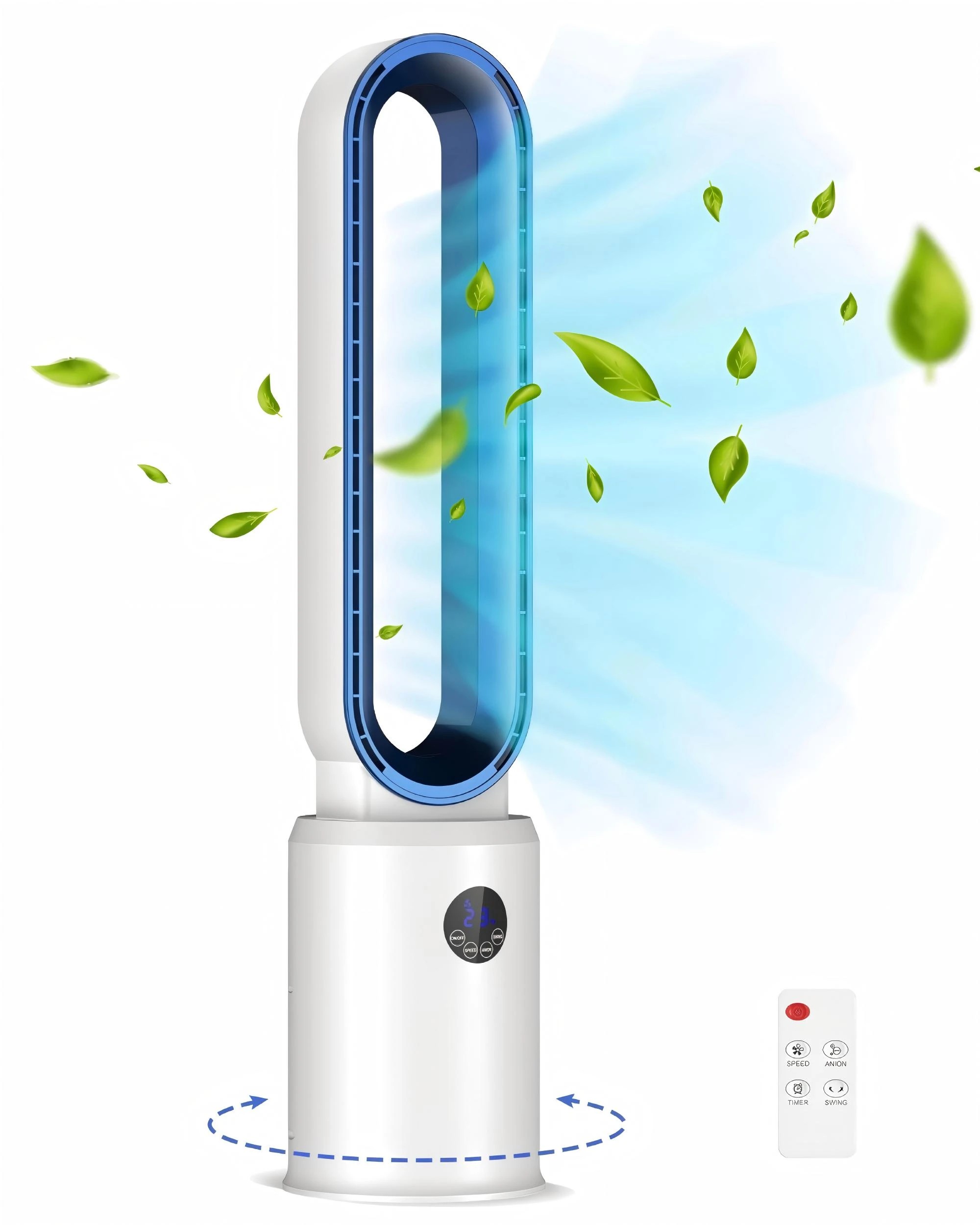 1 Advwin Bladeless Tower Fan 2 in 1 Cooling Airflow Purifying Fan with 24 Speeds 12H Timer  Remote for Home Office Use, 1 of 6