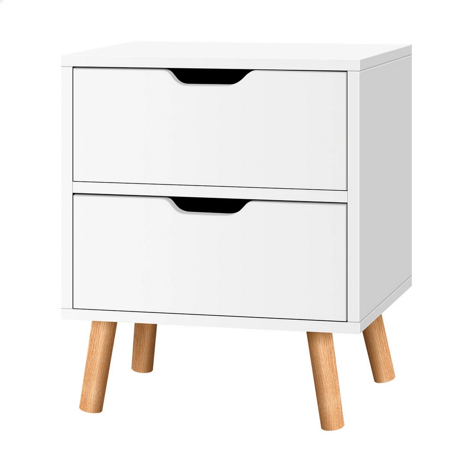1 Alfordson Bedside Table Nightstand Side End Table 2 Storage Drawers - White, 1 of 10