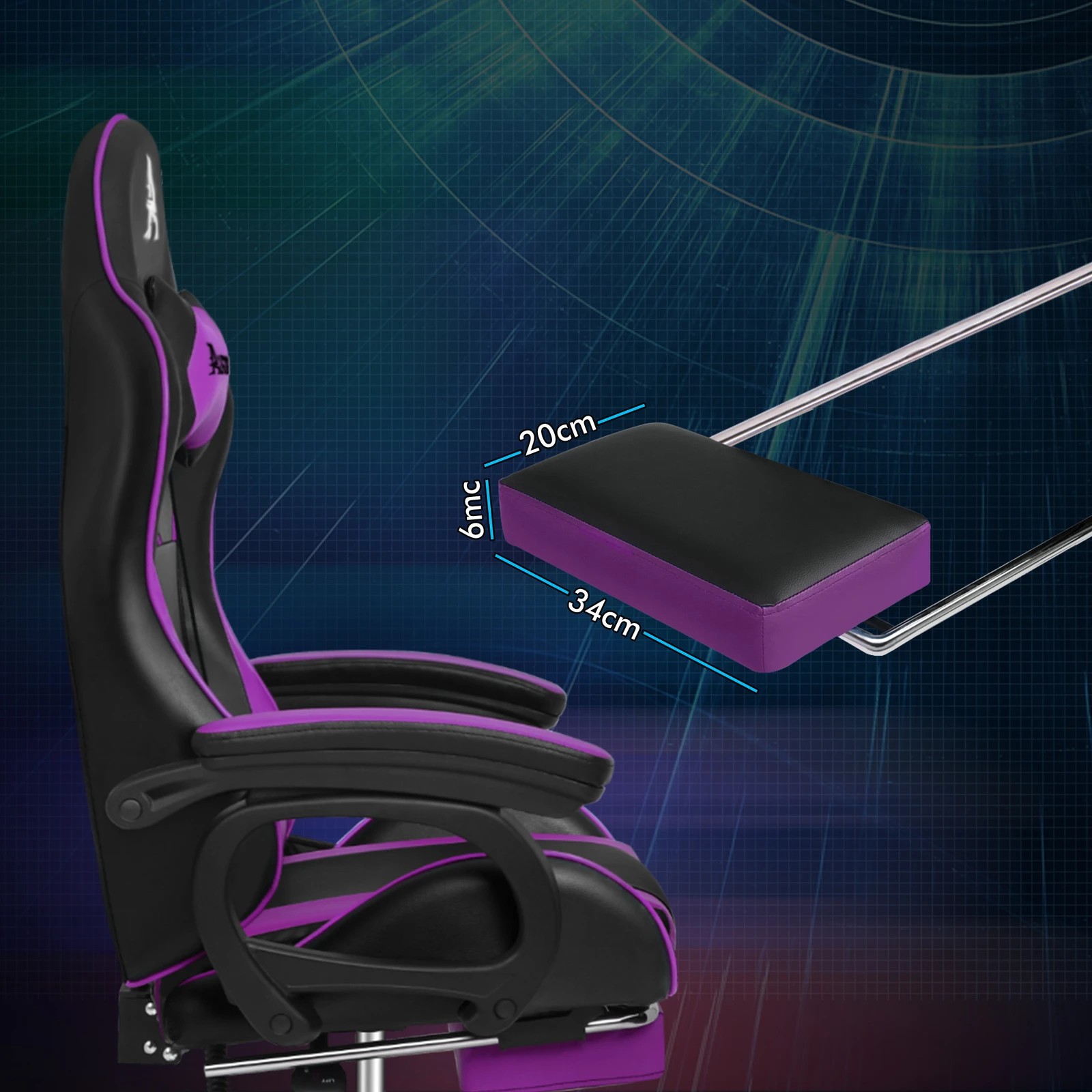 9 Alfordson Gaming Office Chair Racing Massage Computer Seat Footrest Leather - Purple, 9 of 9