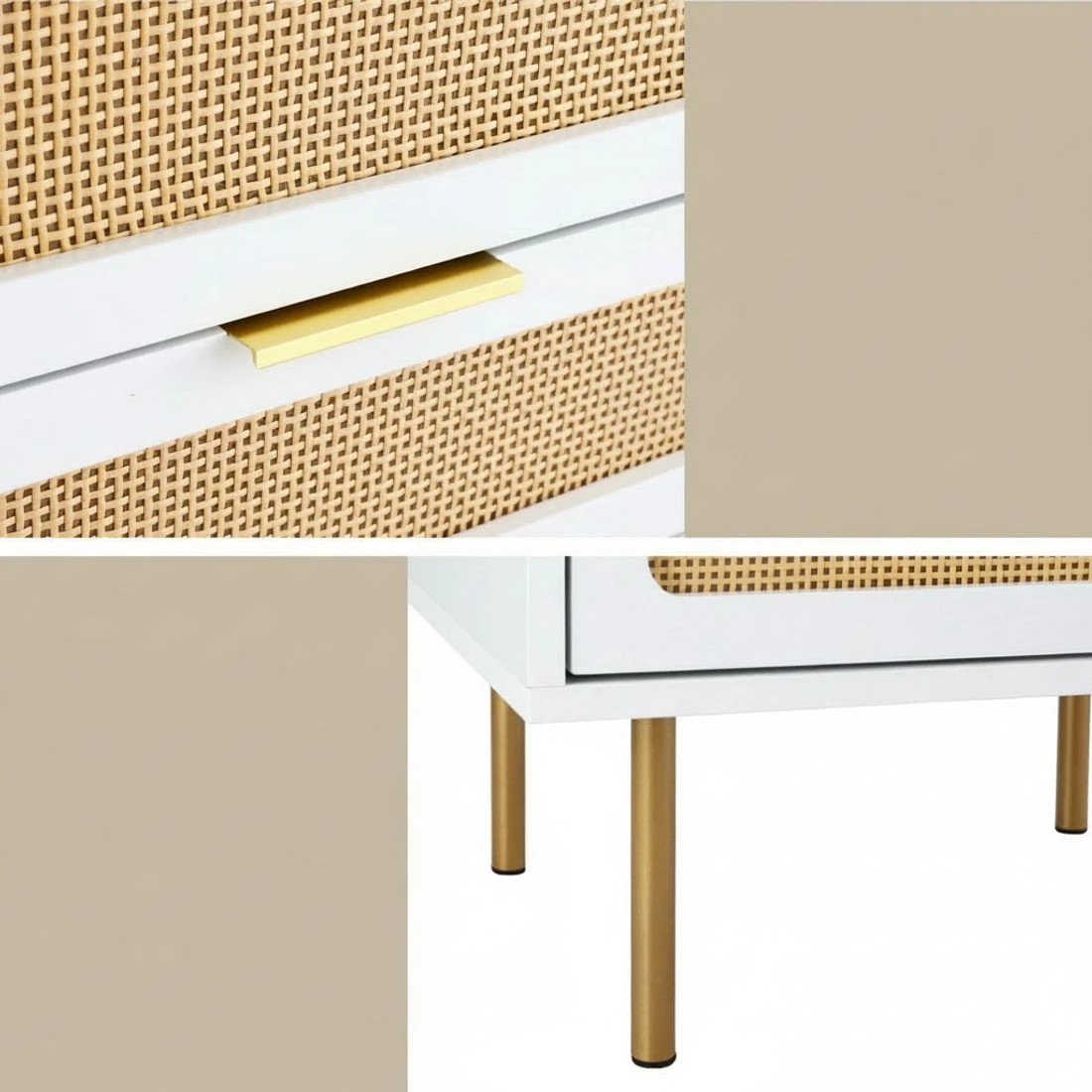 5 Artiss Rattan Bedside Table 2 Drawers - White, 5 of 5