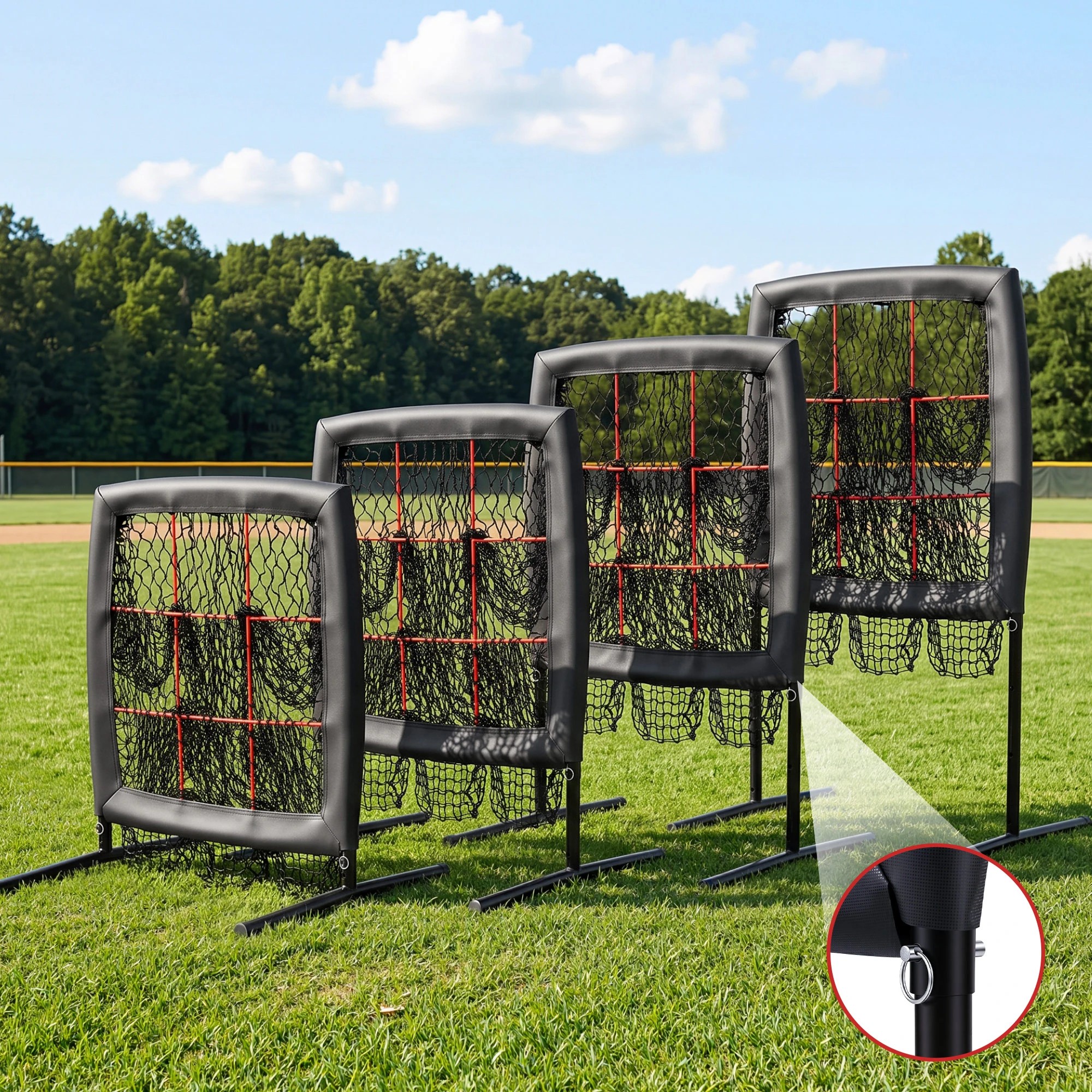 6 Everfit Baseball Pitching Net Training Target Softball Practice 9 Hole - Black, 6 of 9