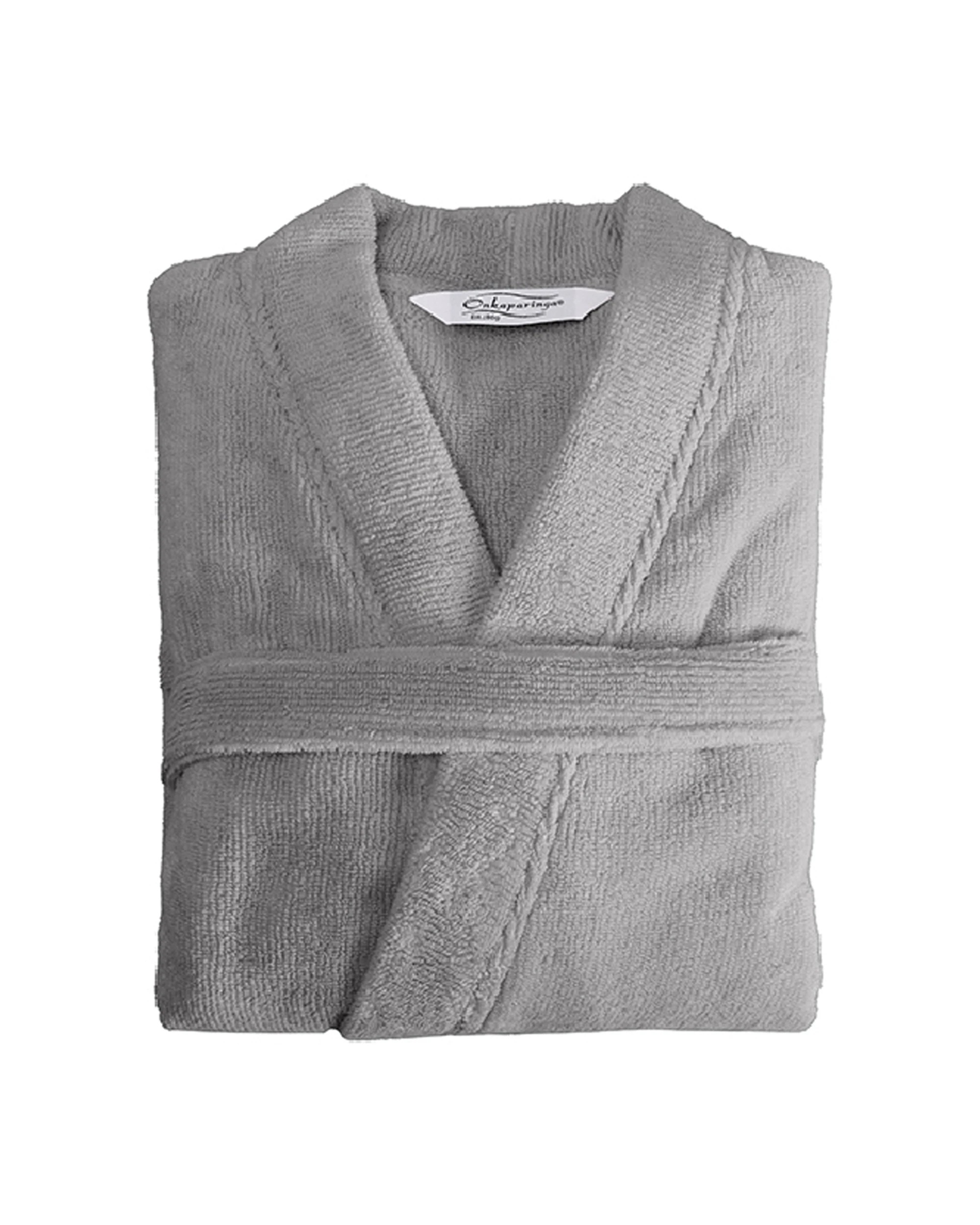 2 Luxe Turkey Cotton Bathrobe & Towel Set - Grey, 2 of 3
