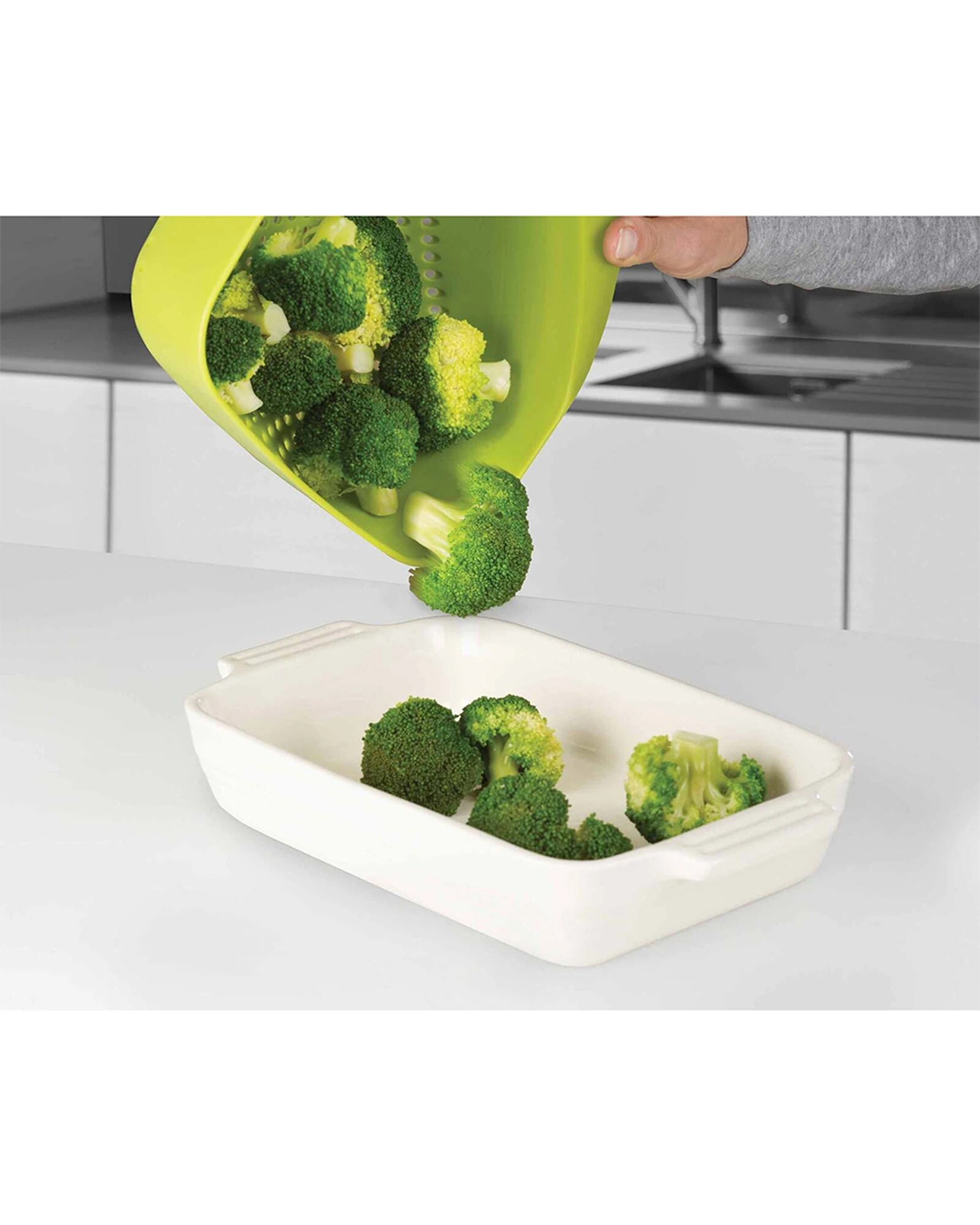 4 Joseph Joseph 19cm Square Kitchen Cooking Colanders Ergonomic Handle - Green, 4 of 4