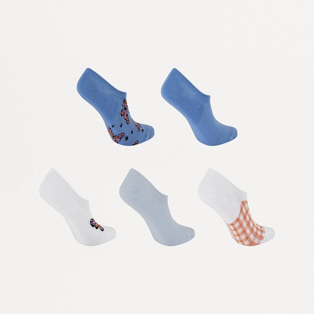 2 5 Pack Jacquard Sneaker Socks Butterfly, 2 of 3