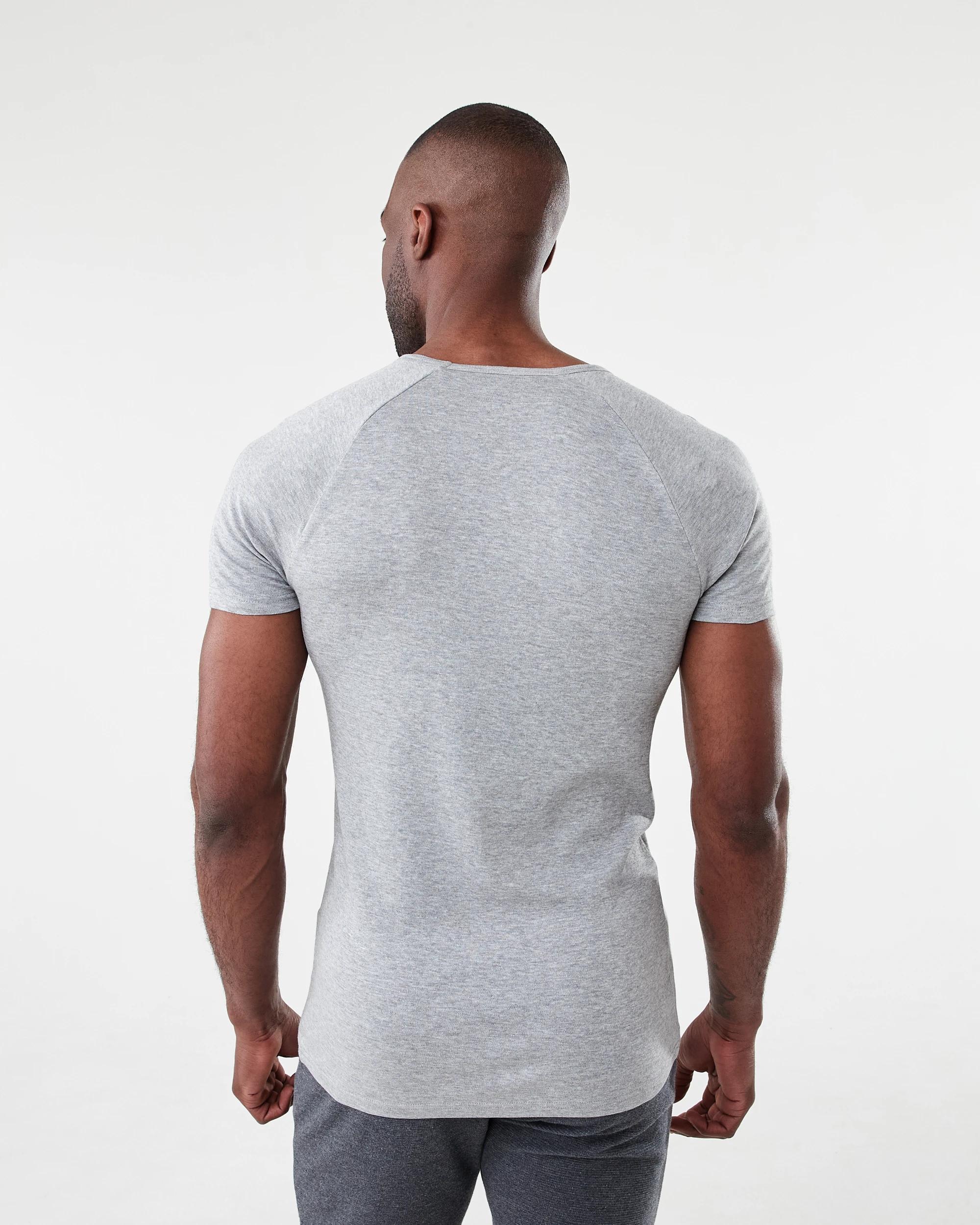 3 2 Pack Raglan Crew Neck T-Shirt Grey Marle, 3 of 5