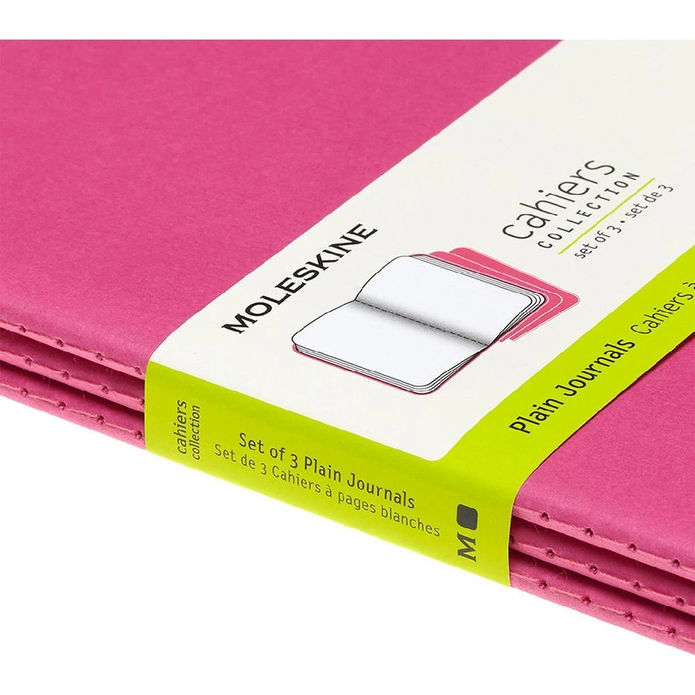 1 Moleskine Cahier Plain Notebook Pink 3 Pack, 1 of 5