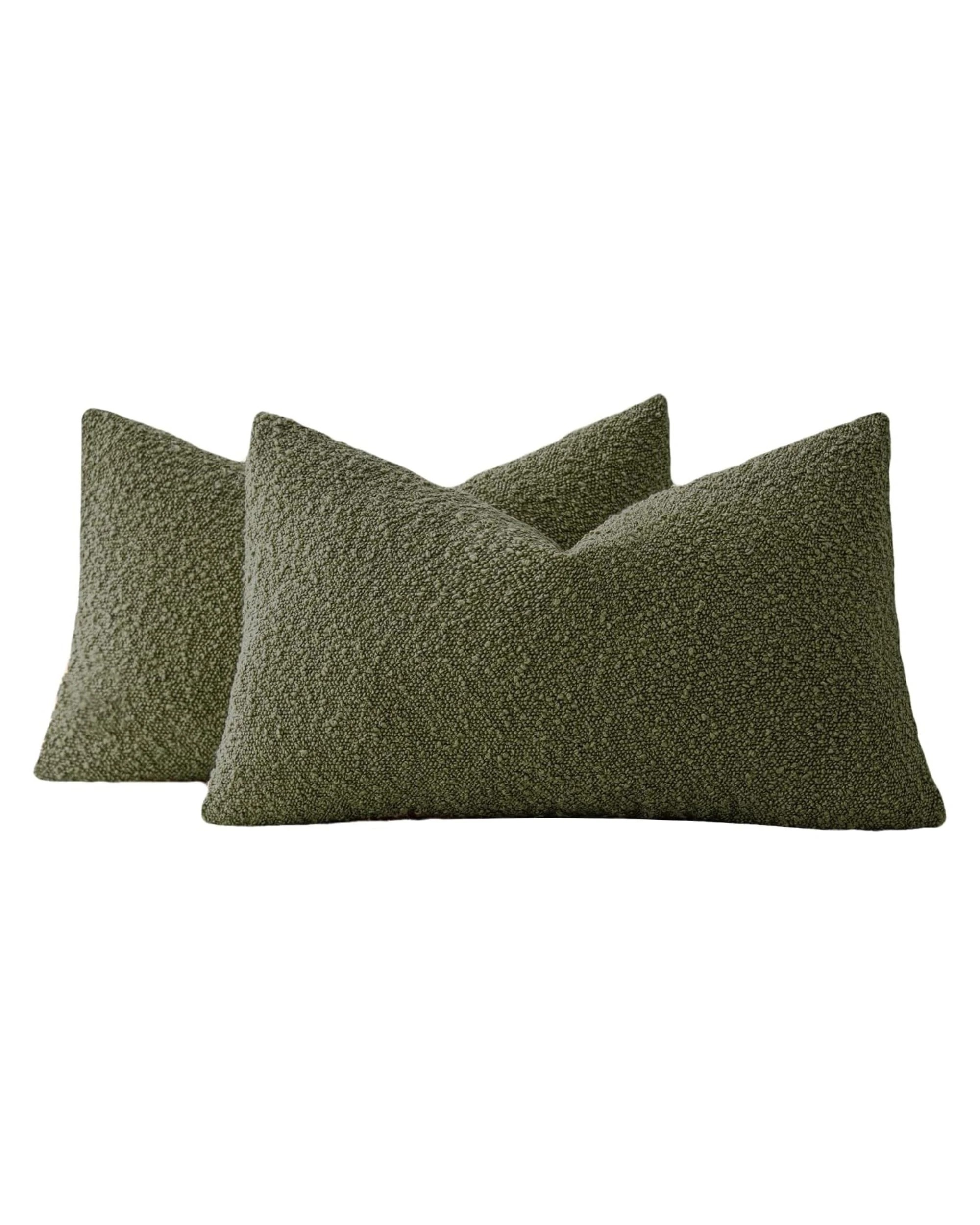 2 Gioia Casa 2-Pack Bouclé Cushion Covers 30x50cm - Olive Green, 2 of 3