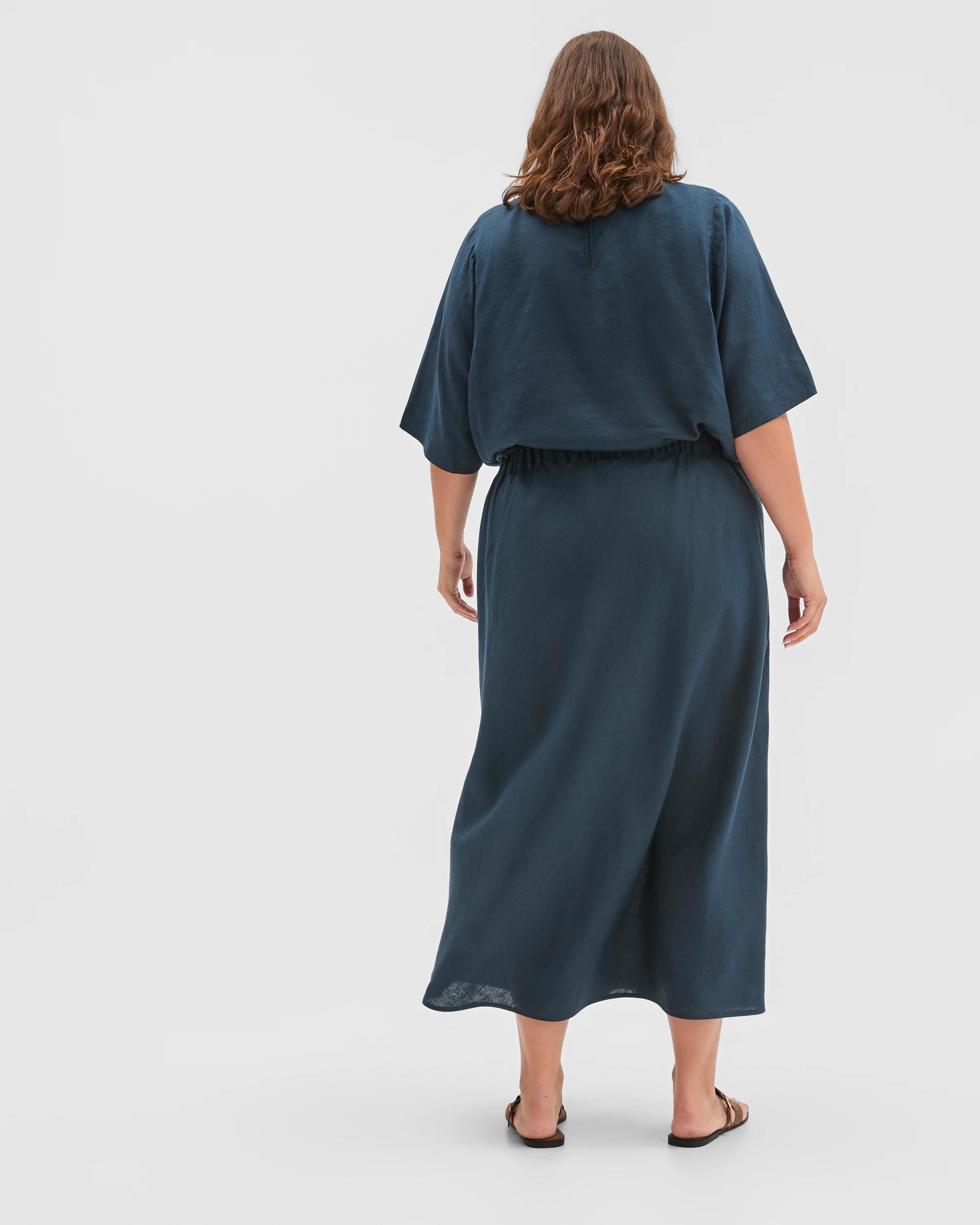 4 Target Curve Plus Size European Linen Seam Detail Skirt SODALITE, 4 of 6