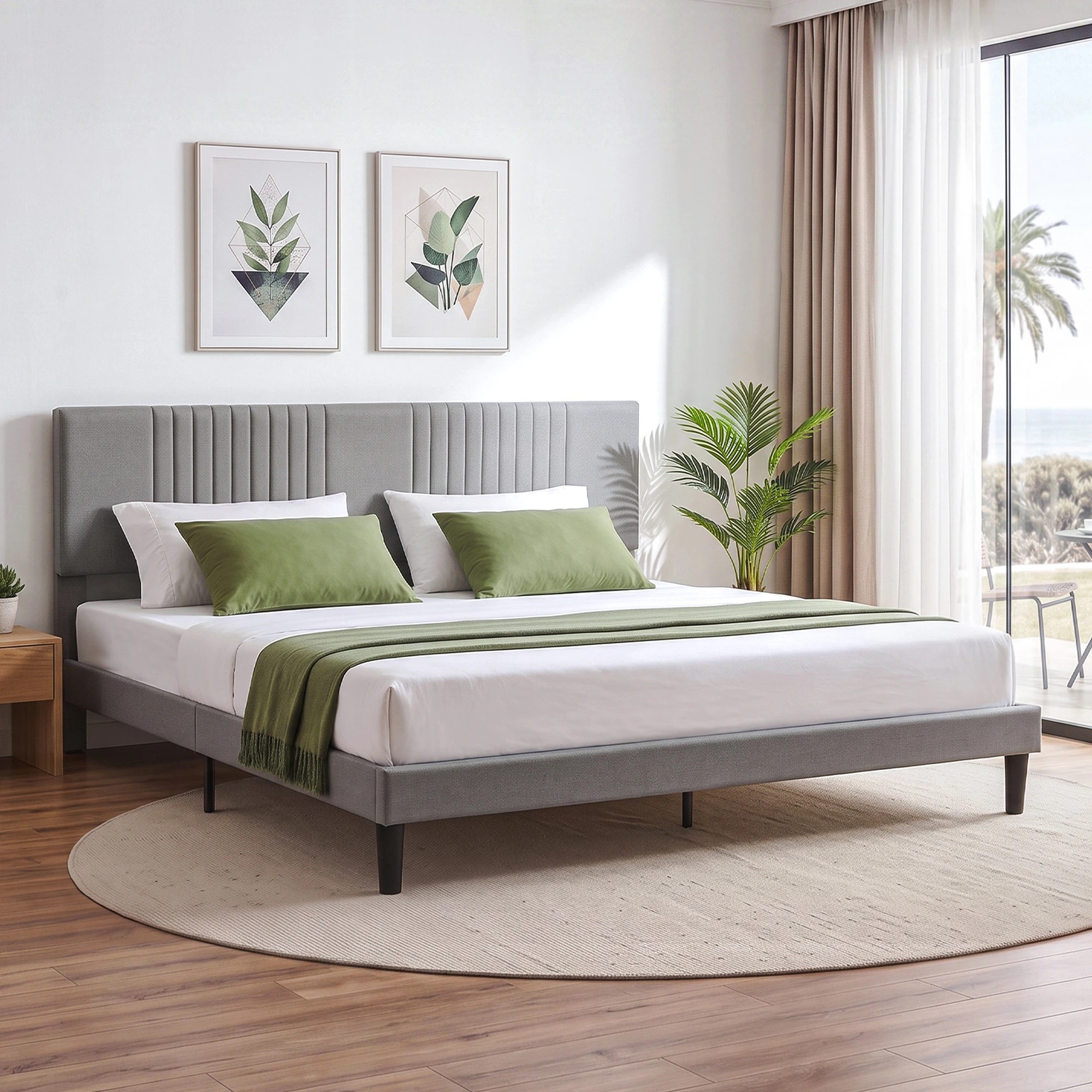 1 Artiss Bed Frame with Adjustable Headboard, 300kg Capacity - King Bed - Charcoal, 1 of 8