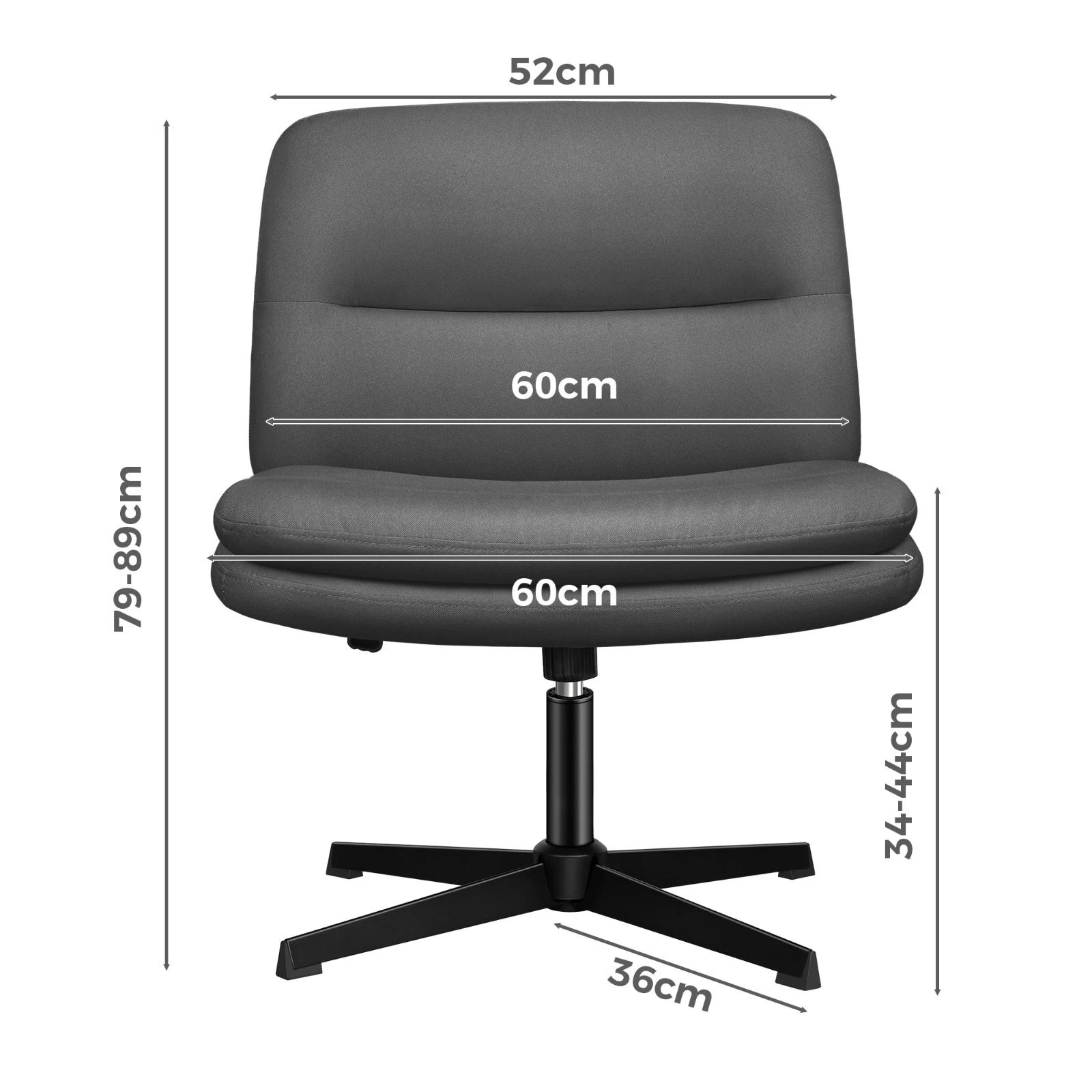 4 Alfordson Office Chair Executive Computer Seat Work Ottoman Fabric - Grey, 4 of 10