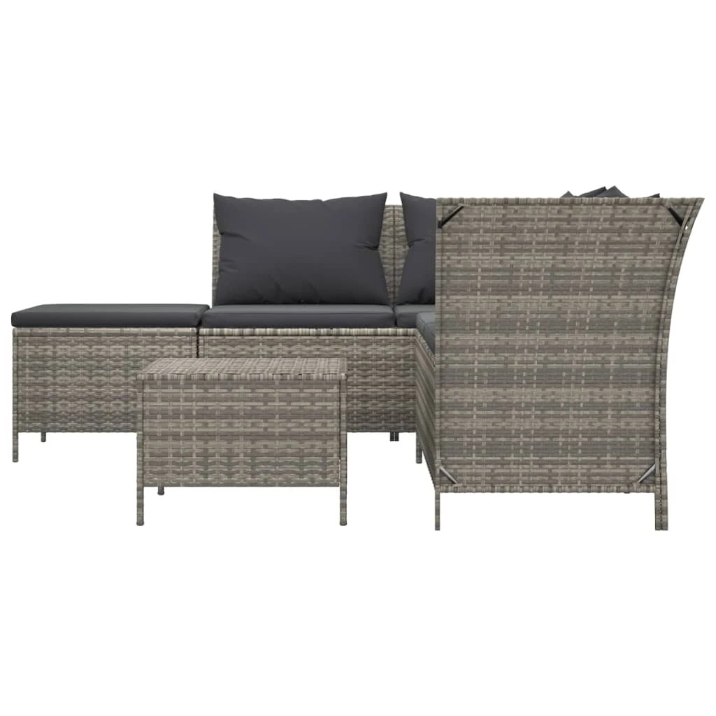 2 vidaXL 4 Piece Garden Lounge Set With Cushions Poly Rattan - Grey, 2 of 8