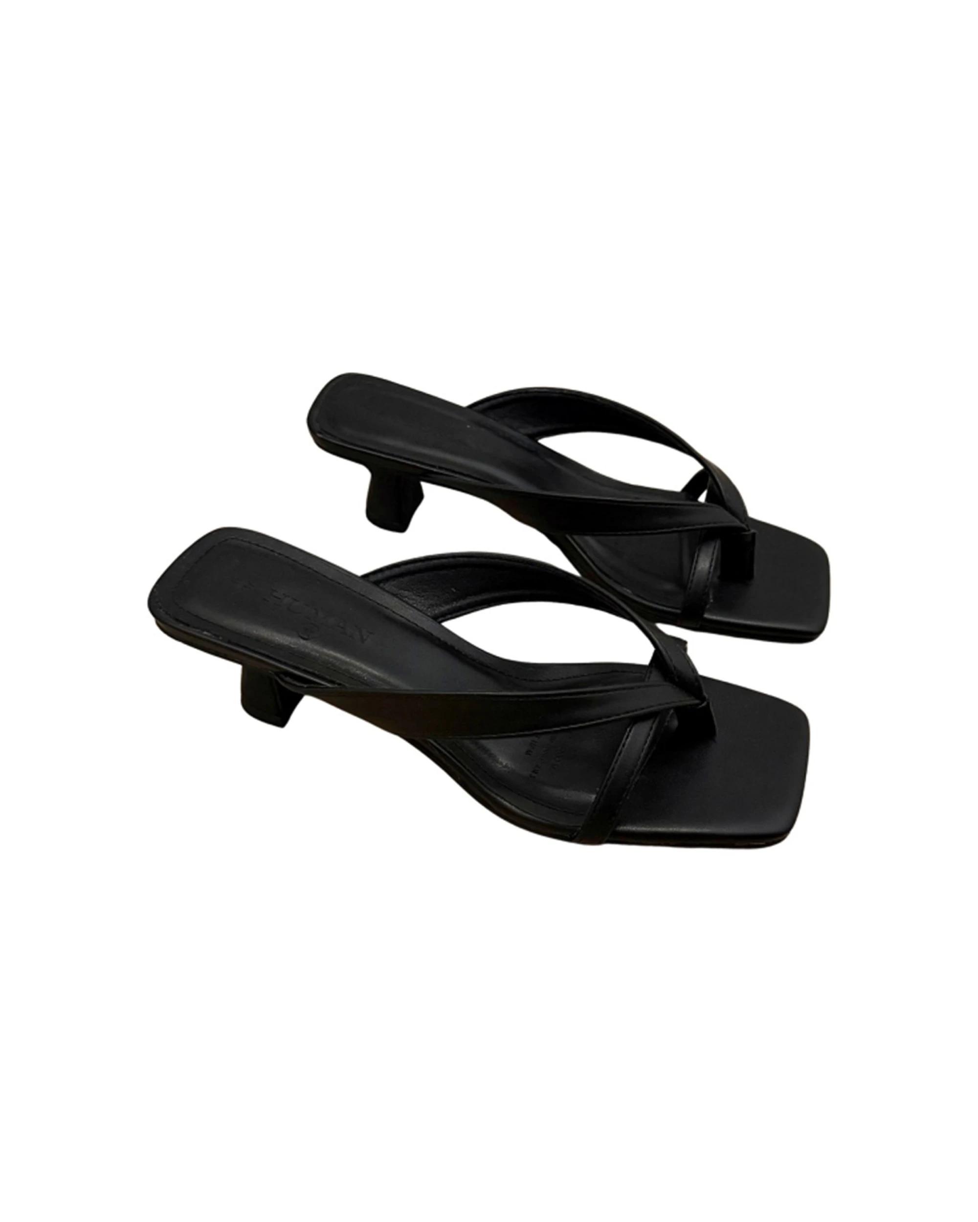 2 Human Shoes Foxx Womens Sandals Strappy Kitten Heel Open Toe Tan BLACK, 2 of 3