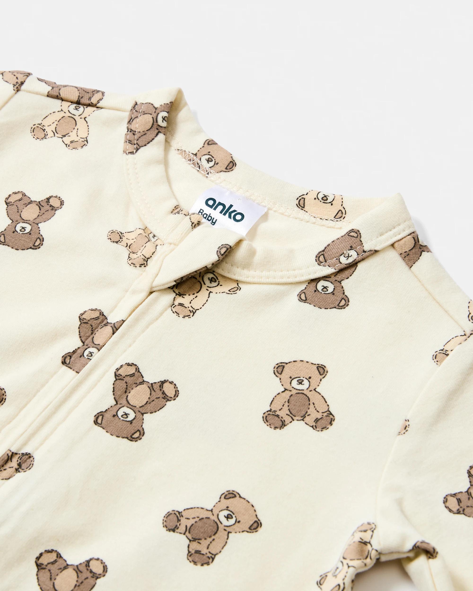 3 Cotton Turn Cuff Coverall Beig Bear, 3 of 3