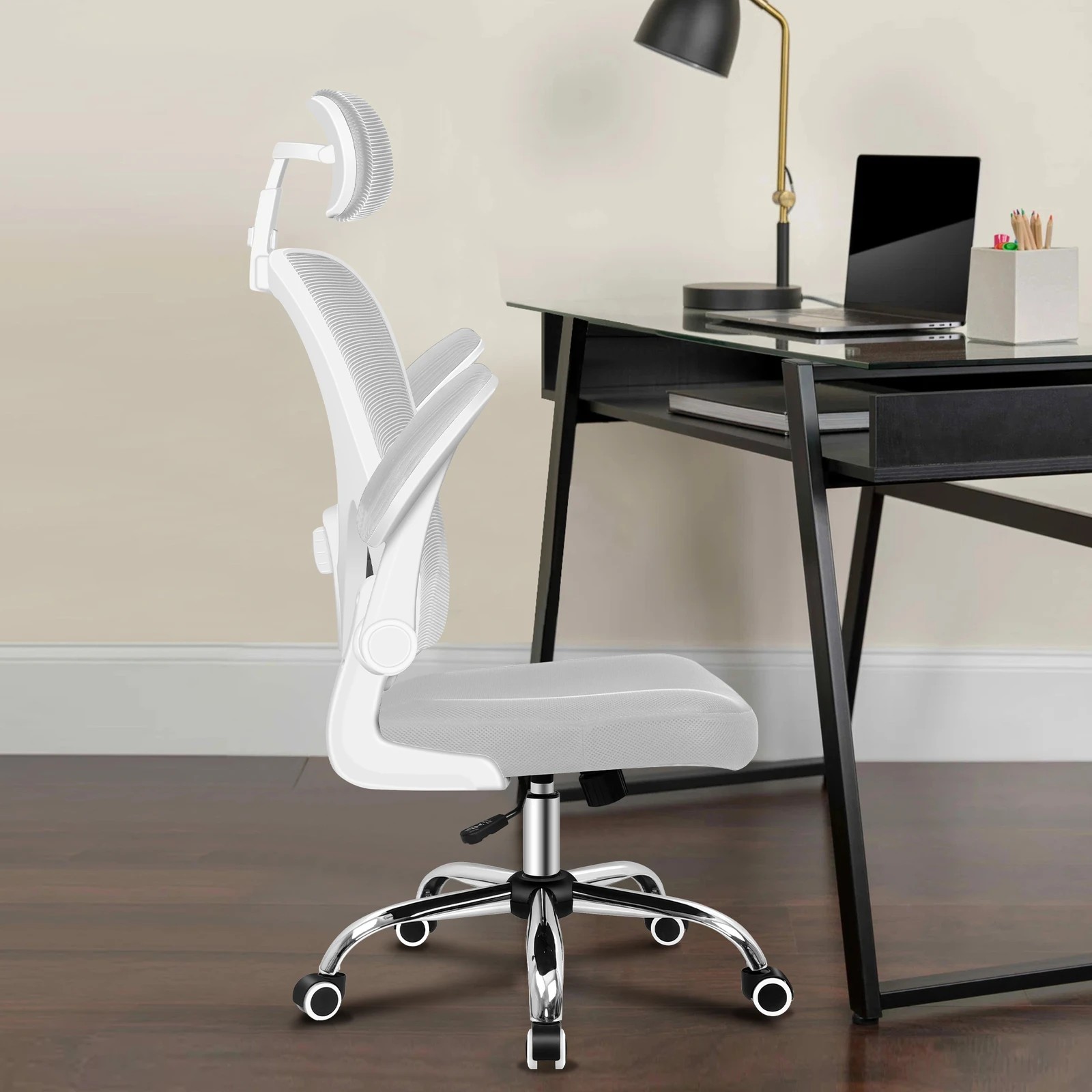 5 Alfordson Mesh Office Chair Executive Computer Gaming Fabric Seat - Grey White, 5 of 10