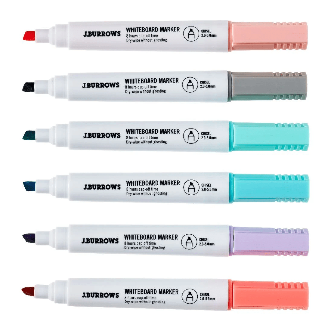 2 J.Burrows Whiteboard Markers Chisel Pastels 6 Pack, 2 of 3