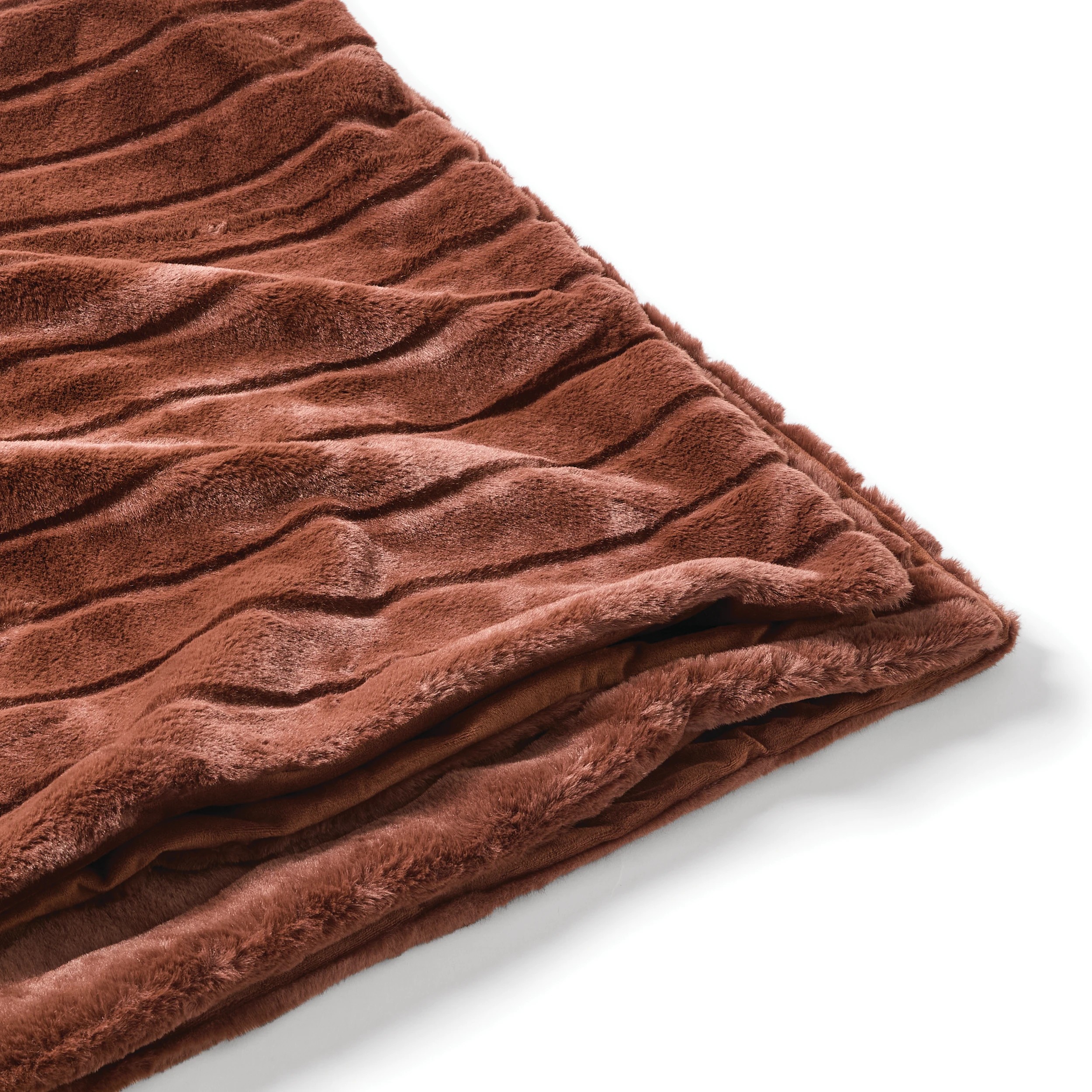 5 Faux Fur Stripe Throw - Chocolate, 5 of 6