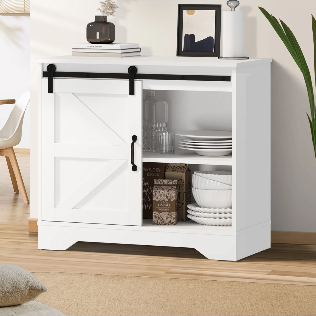 2 Oikiture Sideboard Buffet Sliding Door
 - White, 2 of 10