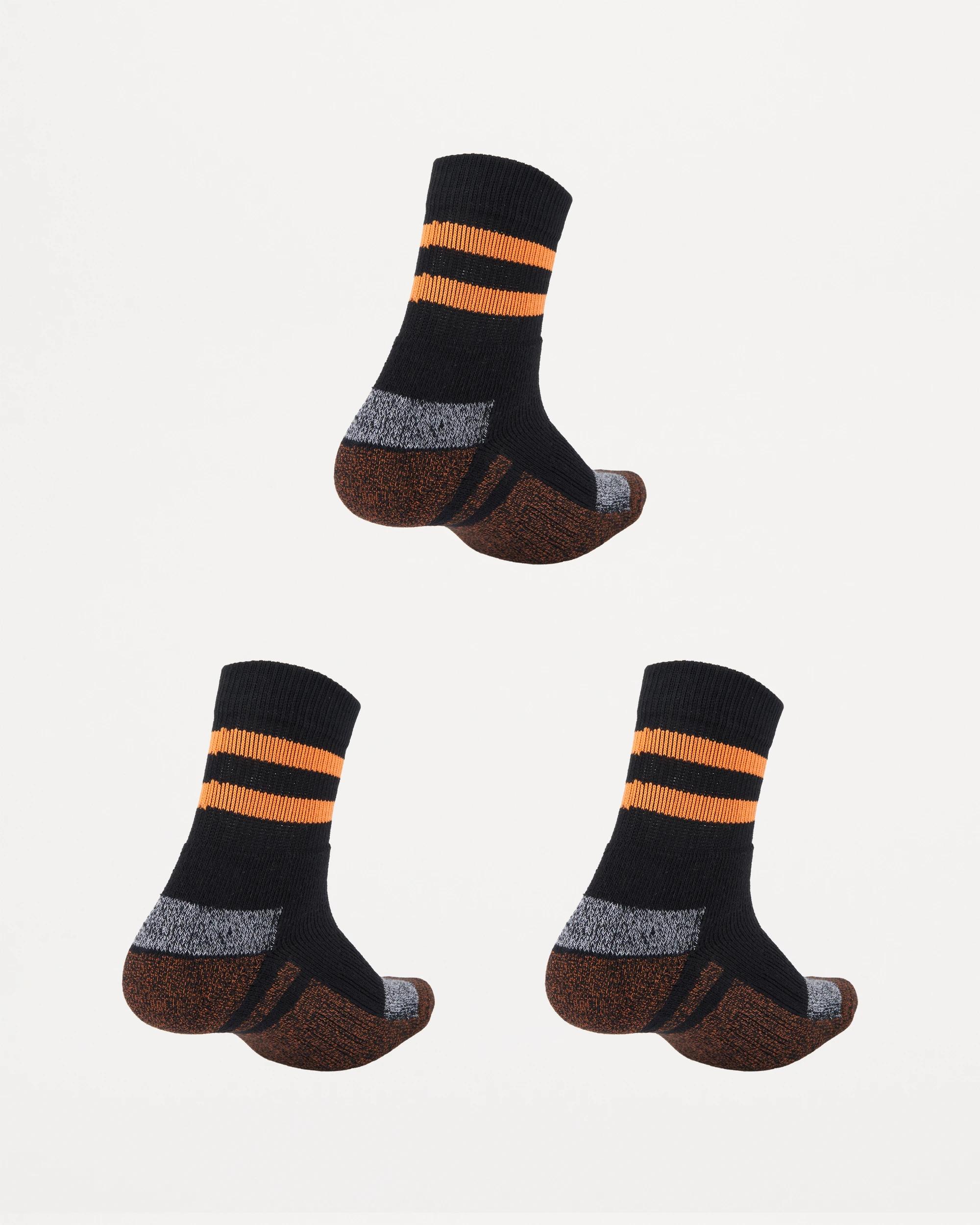 2 3 Pack Cotton Quarter Crew Socks BLACK ORANGE, 2 of 3