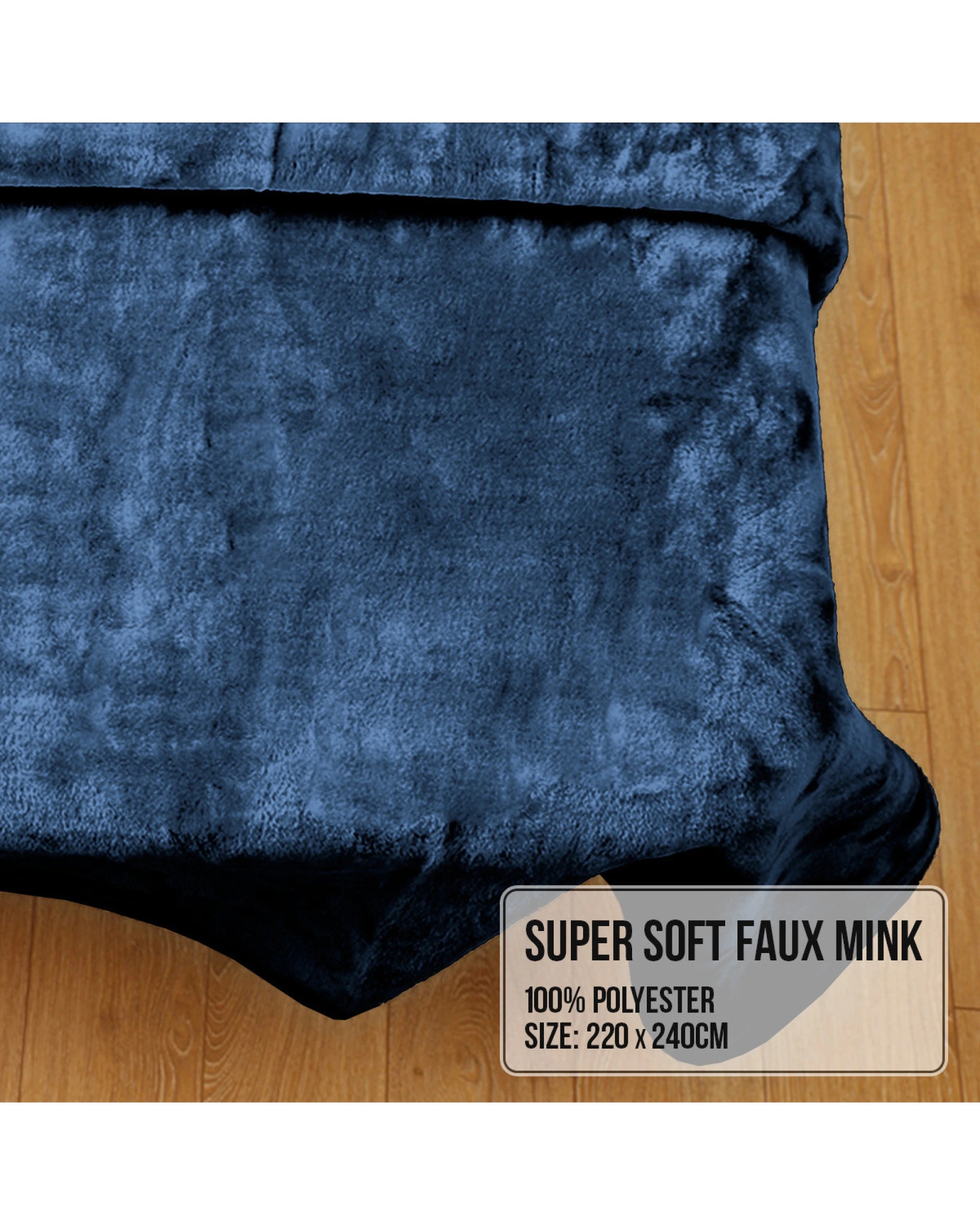 5 Laura Hill 600-gsm Mink Blanket Double-sided Soft Plush Bed Faux Throw Rug Wine Navy
 - Queen Bed, 5 of 7