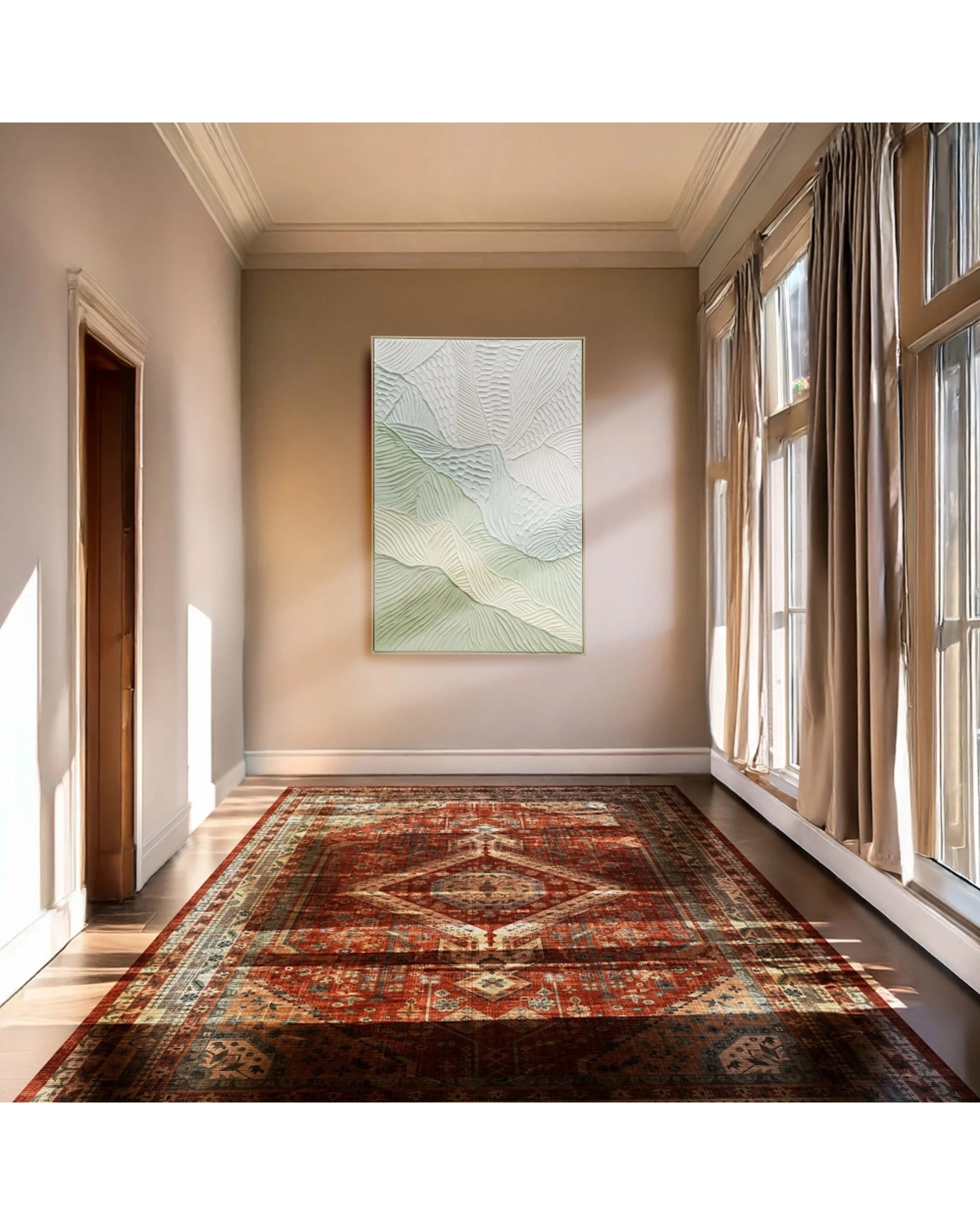 6 Urban Style Brushmarks Oil Painting Textured Artwork Sage Ripple 825x1225mm - Green, 6 of 6