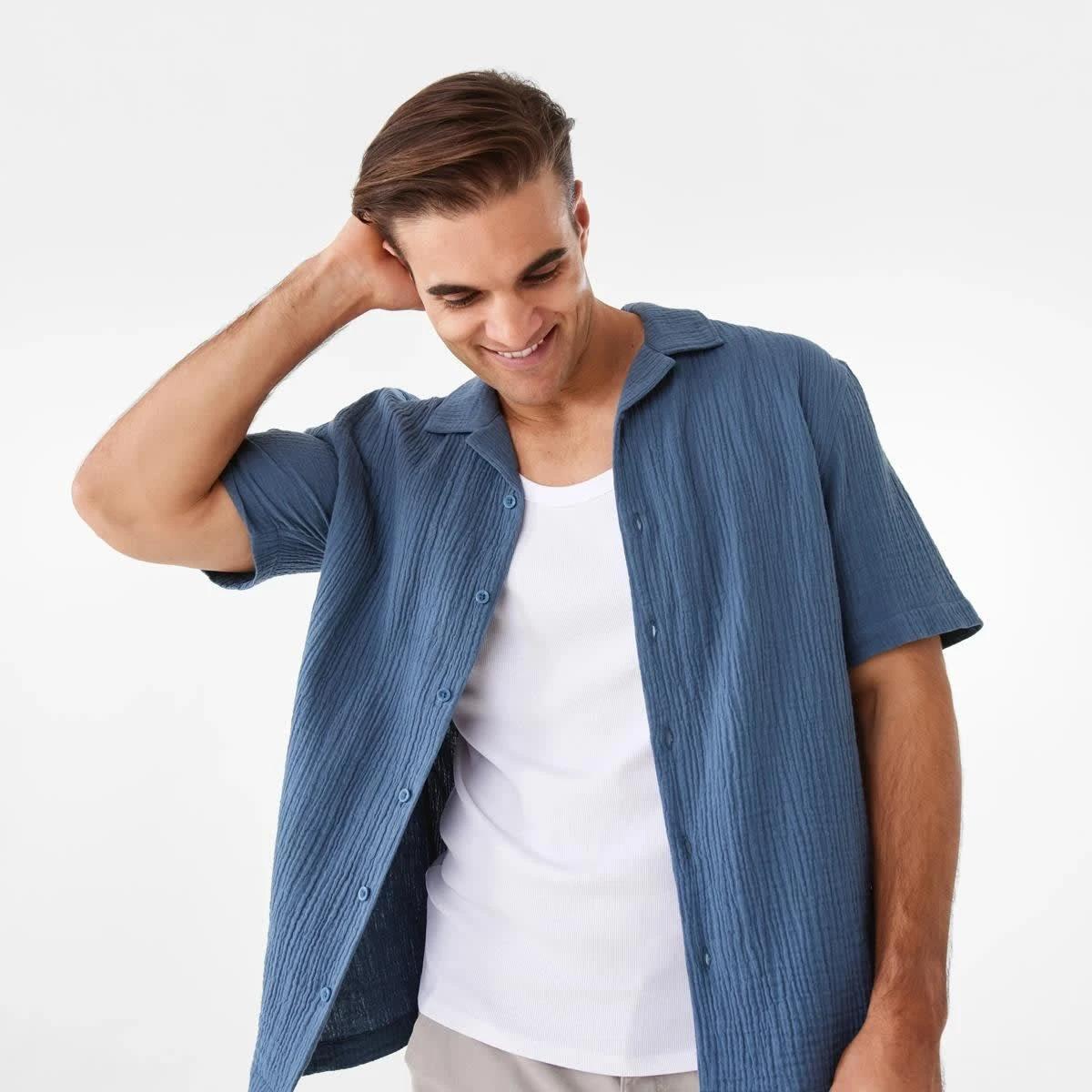 5 Short Sleeve Double Cloth Shirt BLUE MIRAGE, 5 of 10