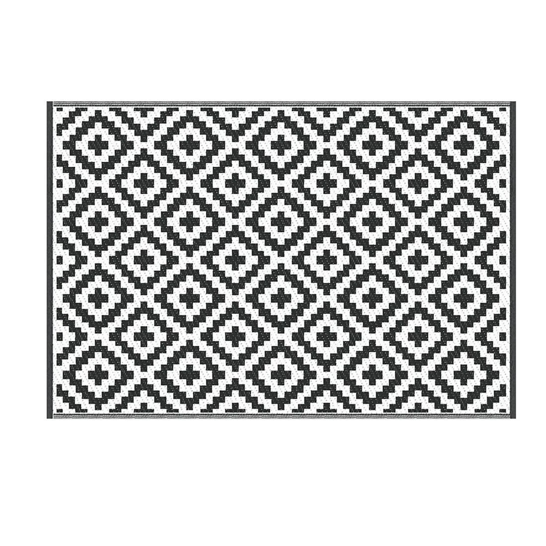 3 Gardeon Outdoor Rugs 120x180cm Large Carpet Reversible Area Mat PP Dual-Sided Patio Rug Cross - Black, 3 of 8