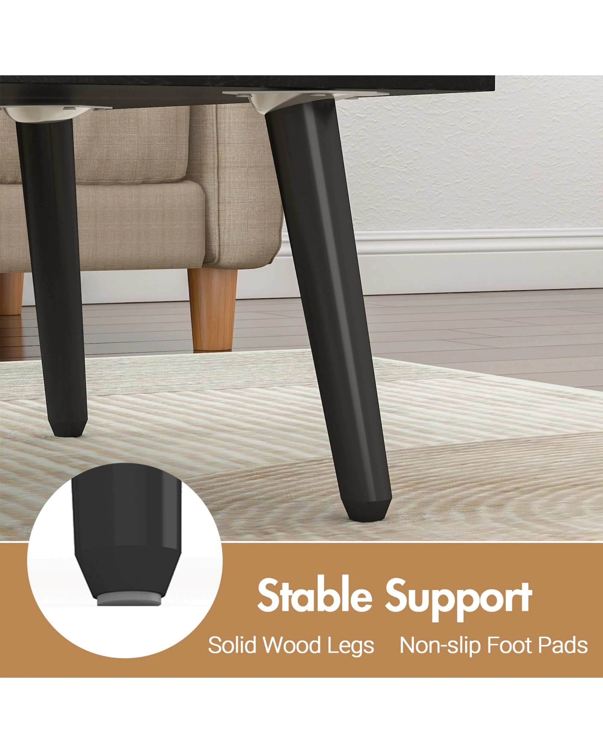 7 Advwin Lift Up Top Coffee Table Side Table w/ Hidden Storage & Shelf Black, 7 of 8