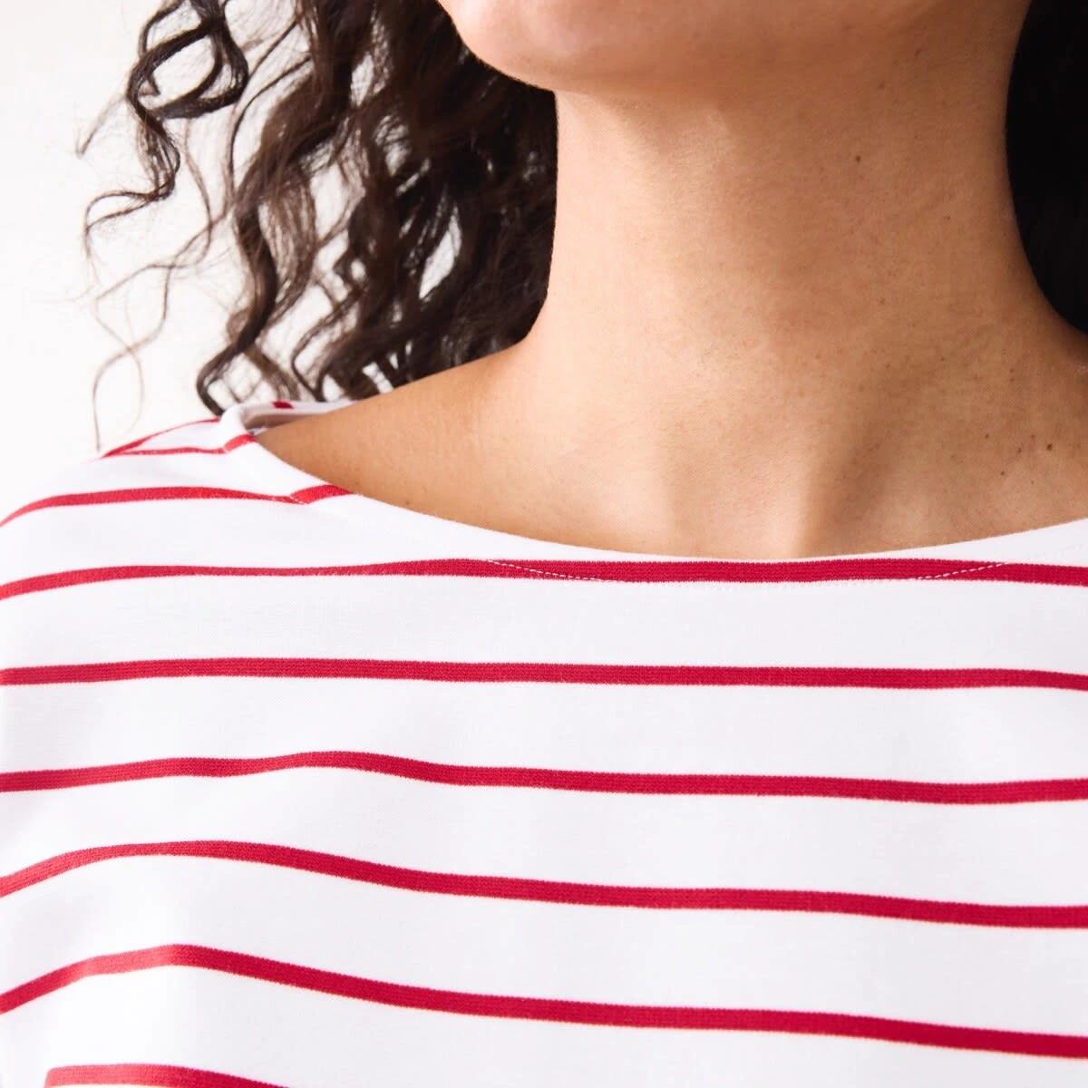 6 Long Sleeve Drop Shoulder T-shirt Red Strp, 6 of 10
