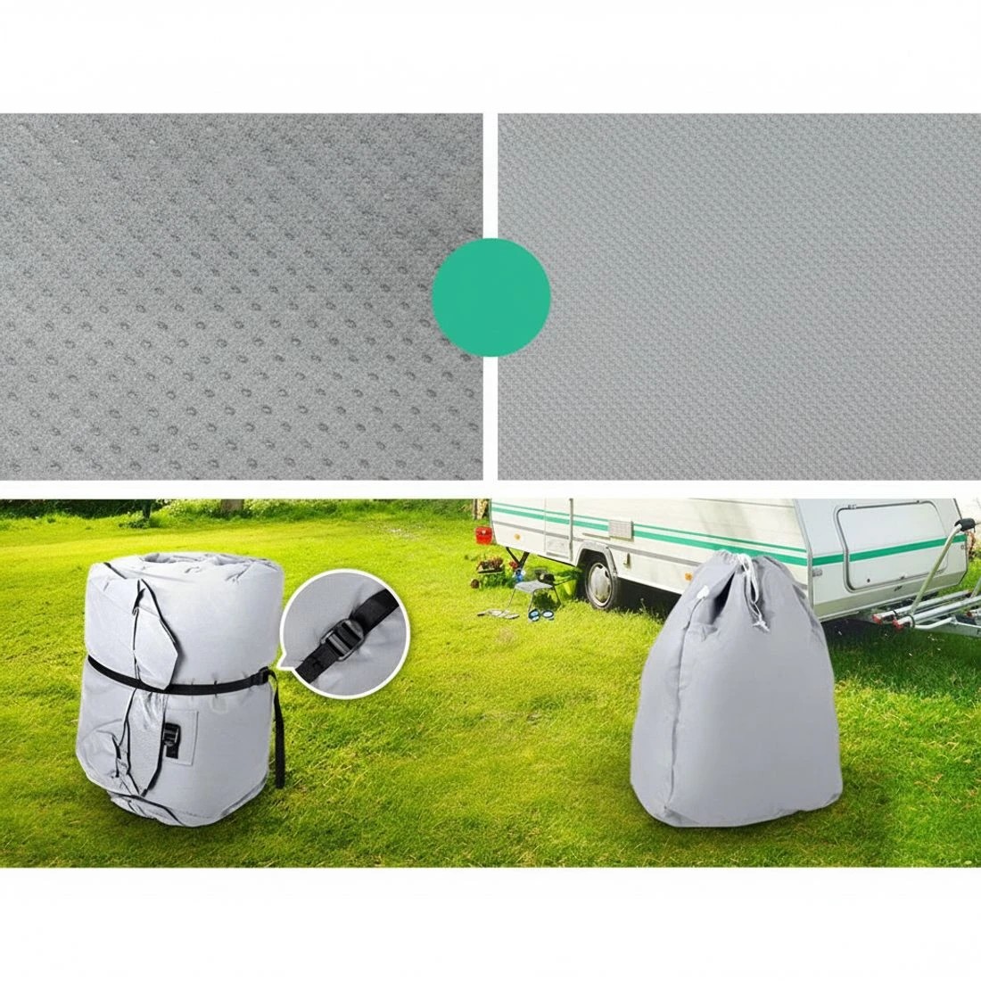 2 Weisshorn 22-24ft Caravan Cover Campervan 4 Layer Heavy Duty UV Carry bag Covers - Grey, 2 of 6
