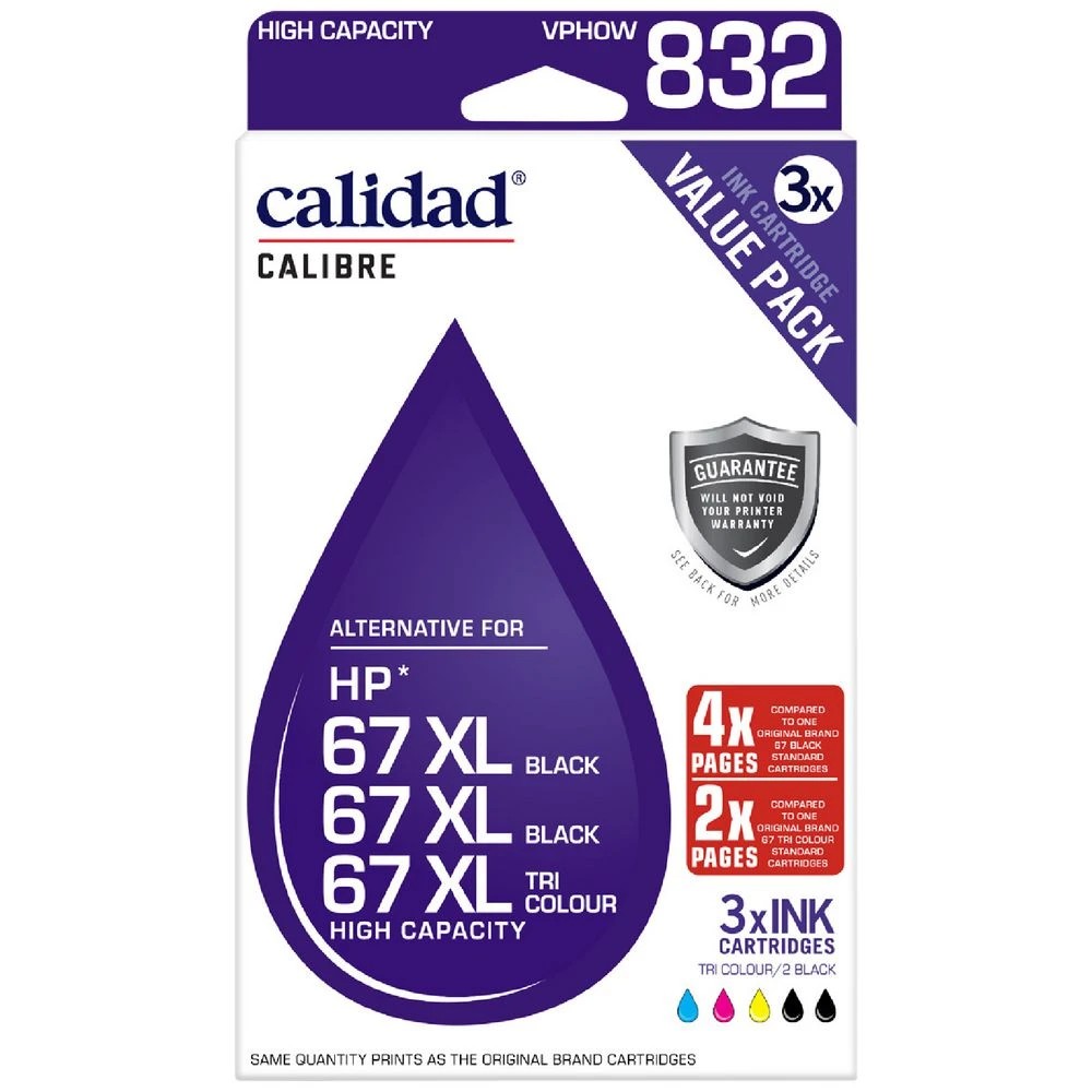 1 Calidad HP 67XL Ink Cartridges Black & Tricolour 3 Pack, 1 of 7