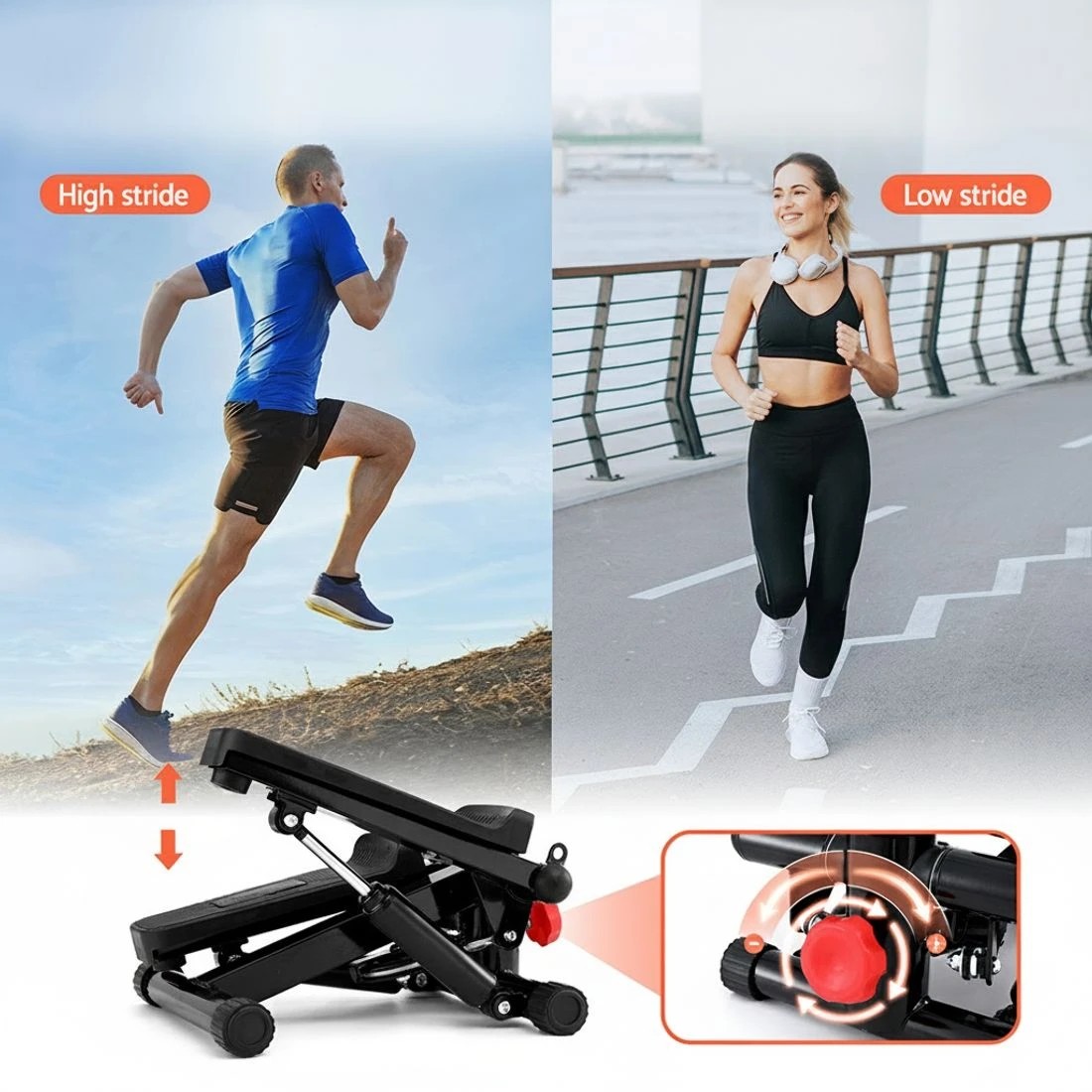 4 Everfit Mini Stepper with Resistance Rope Aerobic for Exercise Compact Home Workout - Black, 4 of 6