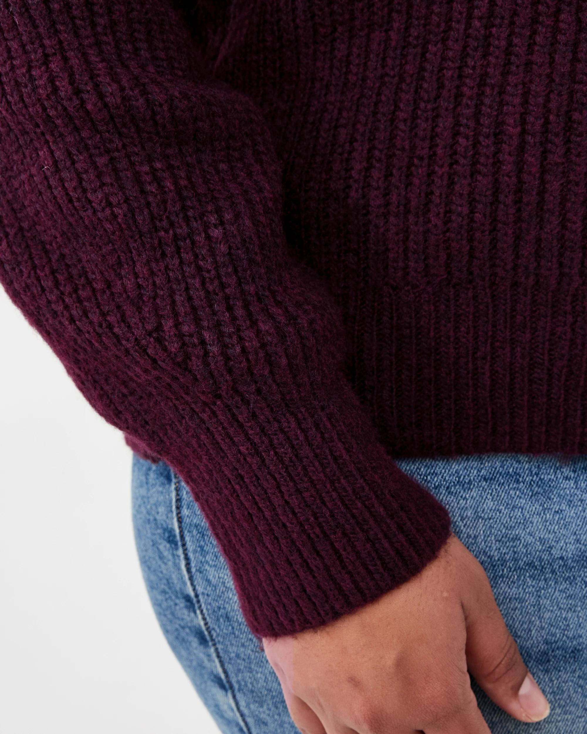 6 Curve Quarter Zip Cable Knit Jumper Prt Royal, 6 of 6