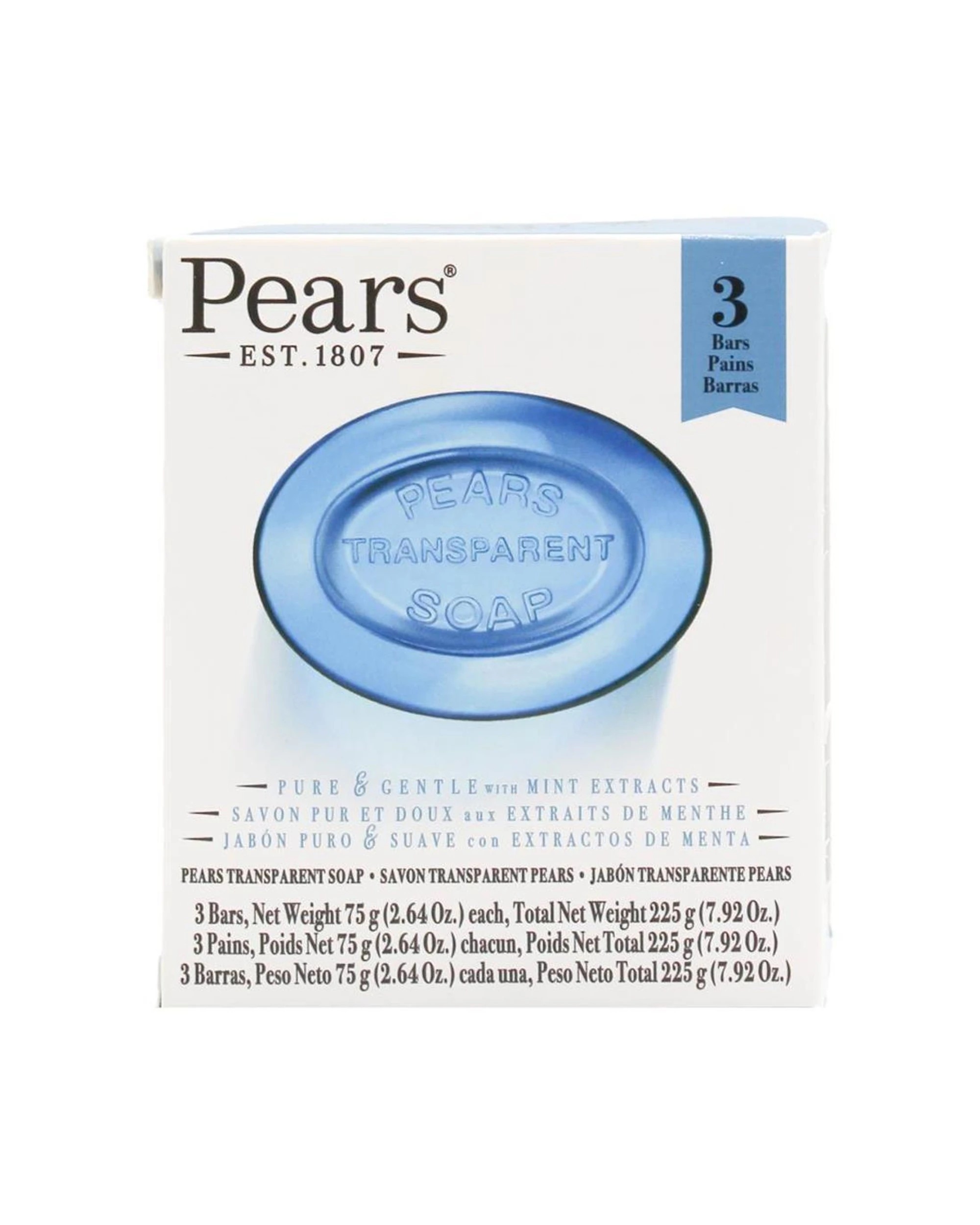 2 Pears 12 x 3pc Pure Gentle Bar Soap 75g With Extracts - Blue, 2 of 5