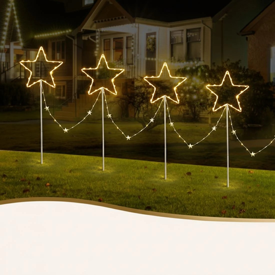 4 Jingle Jollys 4 PCS Christmas Lights Path Ground Light Garden Decorations 144 LED - White, 4 of 6