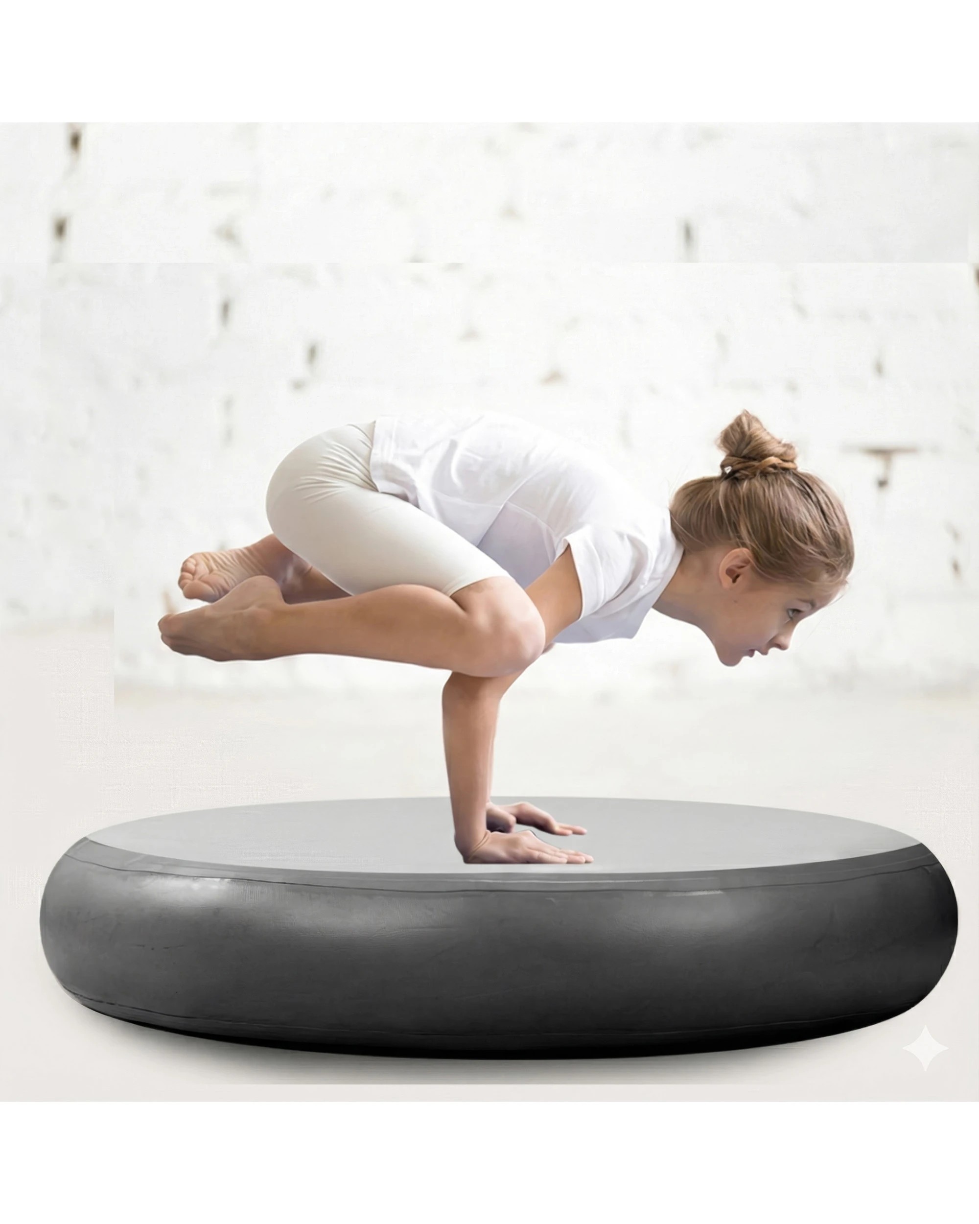 4 Powertrain 1m x 20cm Airtrack Spot Round Inflatable Gymnastics Tumbling Mat Air Track Exercise Yoga Mat - Black, 4 of 4
