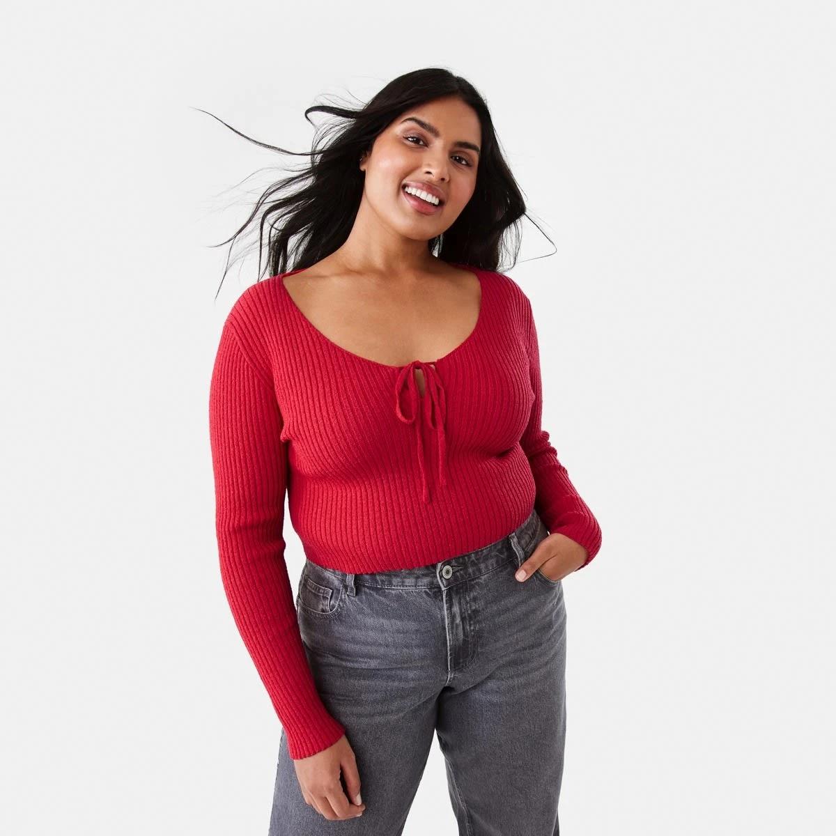 3 Lace Up Crop Jumper Strawberry, 3 of 8