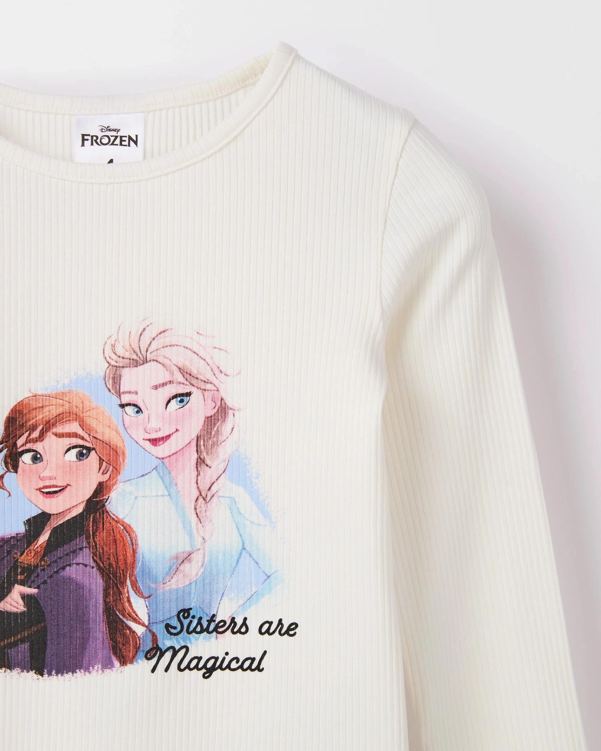 3 Disney Frozen Australian Cotton Blend Long Sleeve Rib T-Shirt WHITE BASE, 3 of 4