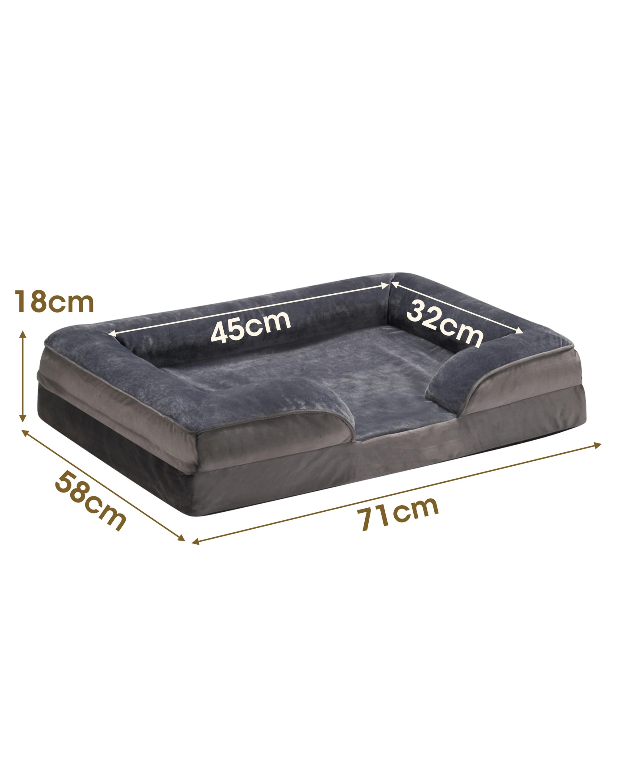 7 Petzly Dog Bed with Sides Egg-Crate Foam Removable Washable Cover Grey Medium, 7 of 7