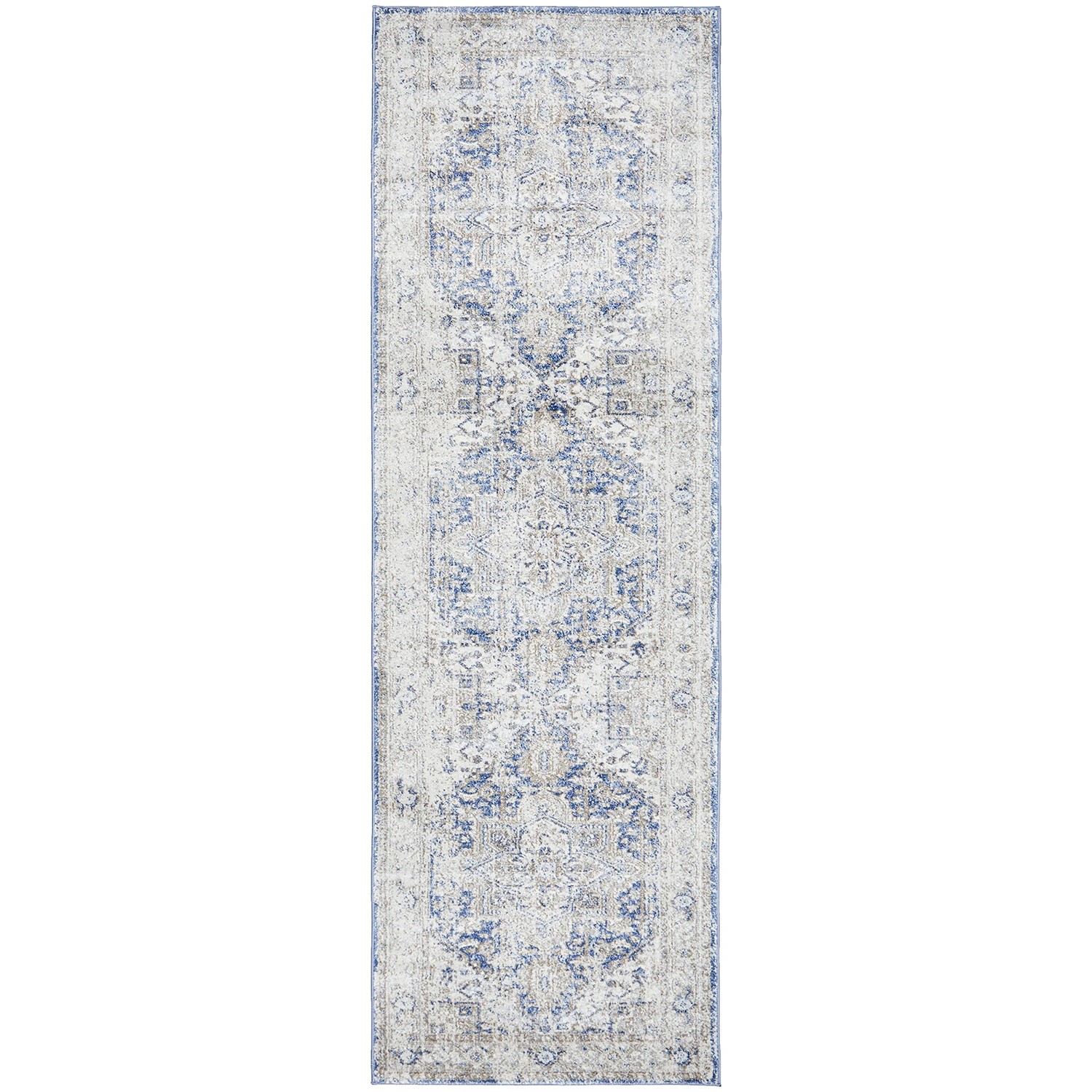 2 Common Ground Rugs Elite Hugo 400x80cm - Large Runner Power Loomed Pet Friendly Rug - Blue, 2 of 9