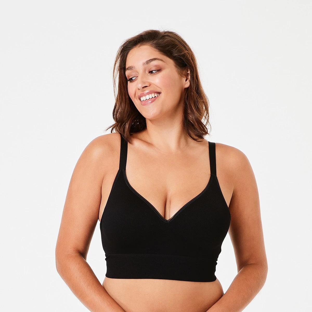 1 Full Figure Wirefree Seamfree T-Shirt Bra BLACK, 1 of 5