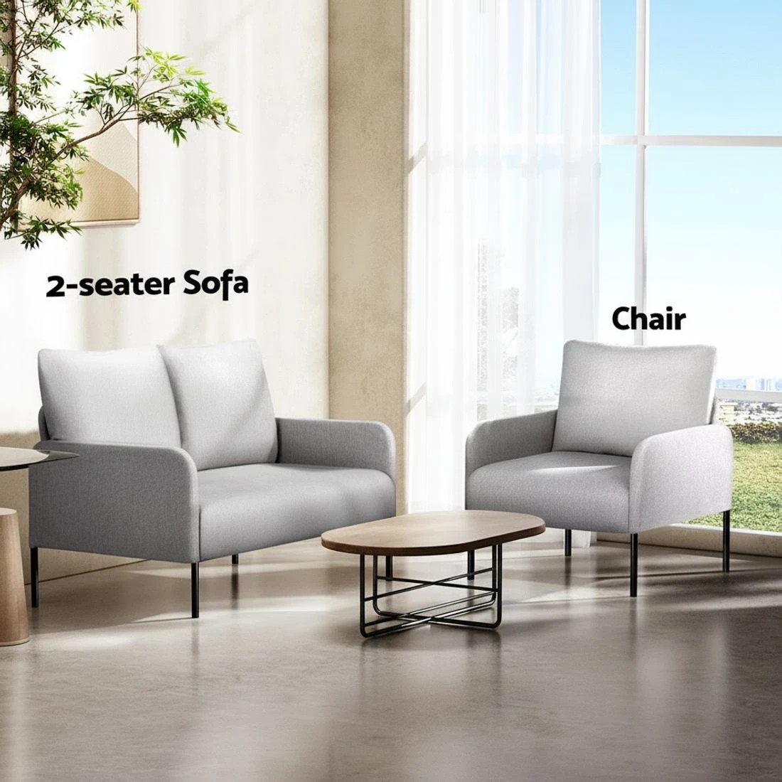 6 Artiss Armchair Accent Chair Pillow Fabric - Grey, 6 of 6