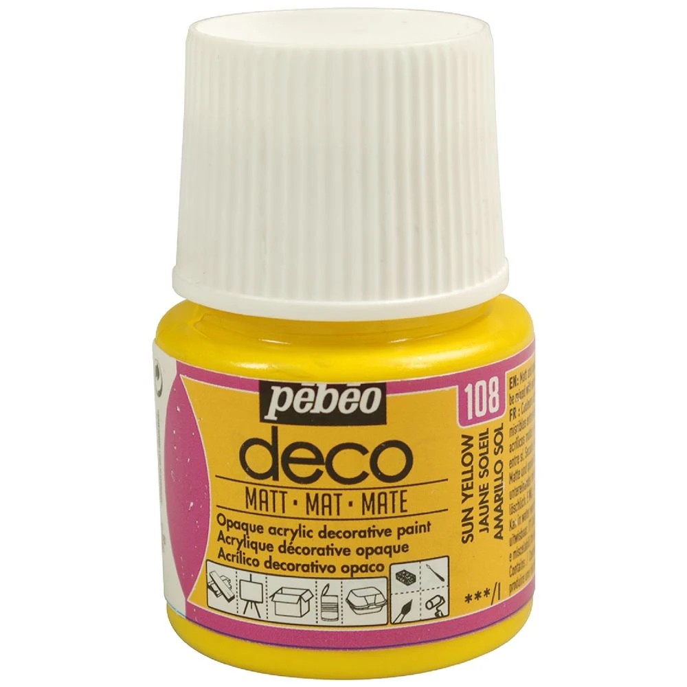 1 Pebeo Deco Acrylic Paint Matte 45mL Sun Yellow, 1 of 1