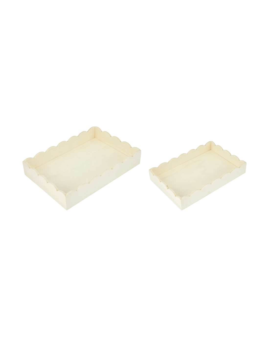 1 2 Piece Wood Scallop Tray, 1 of 7