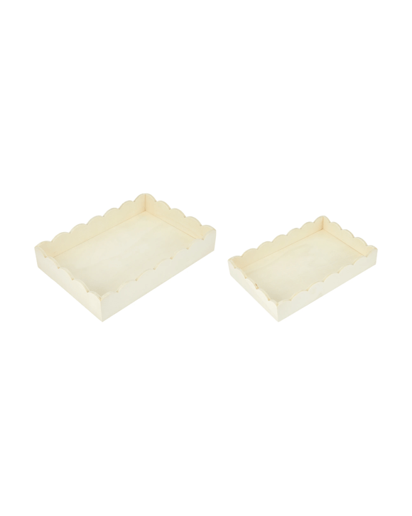 2 Piece Wood Scallop Tray